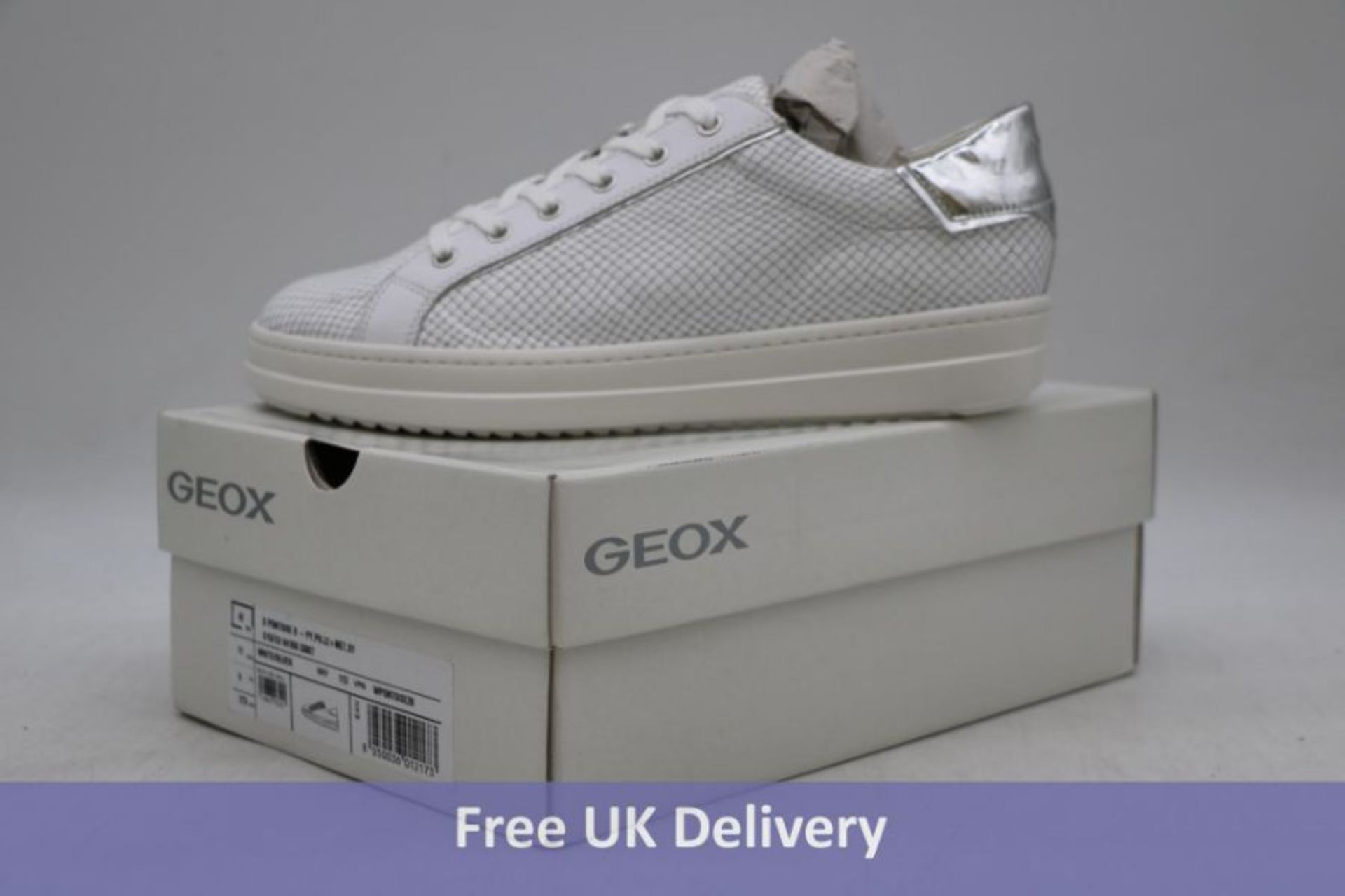 Geox Donna D Pontoise Trainers, White/Silver, UK 8