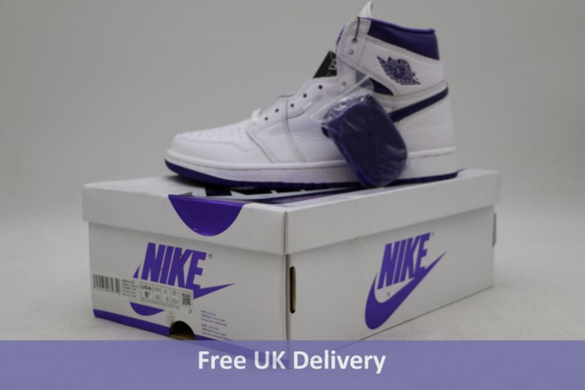 Nike Women's Jordan Air 1 High OG Trainers, White/Court Purple, UK 6