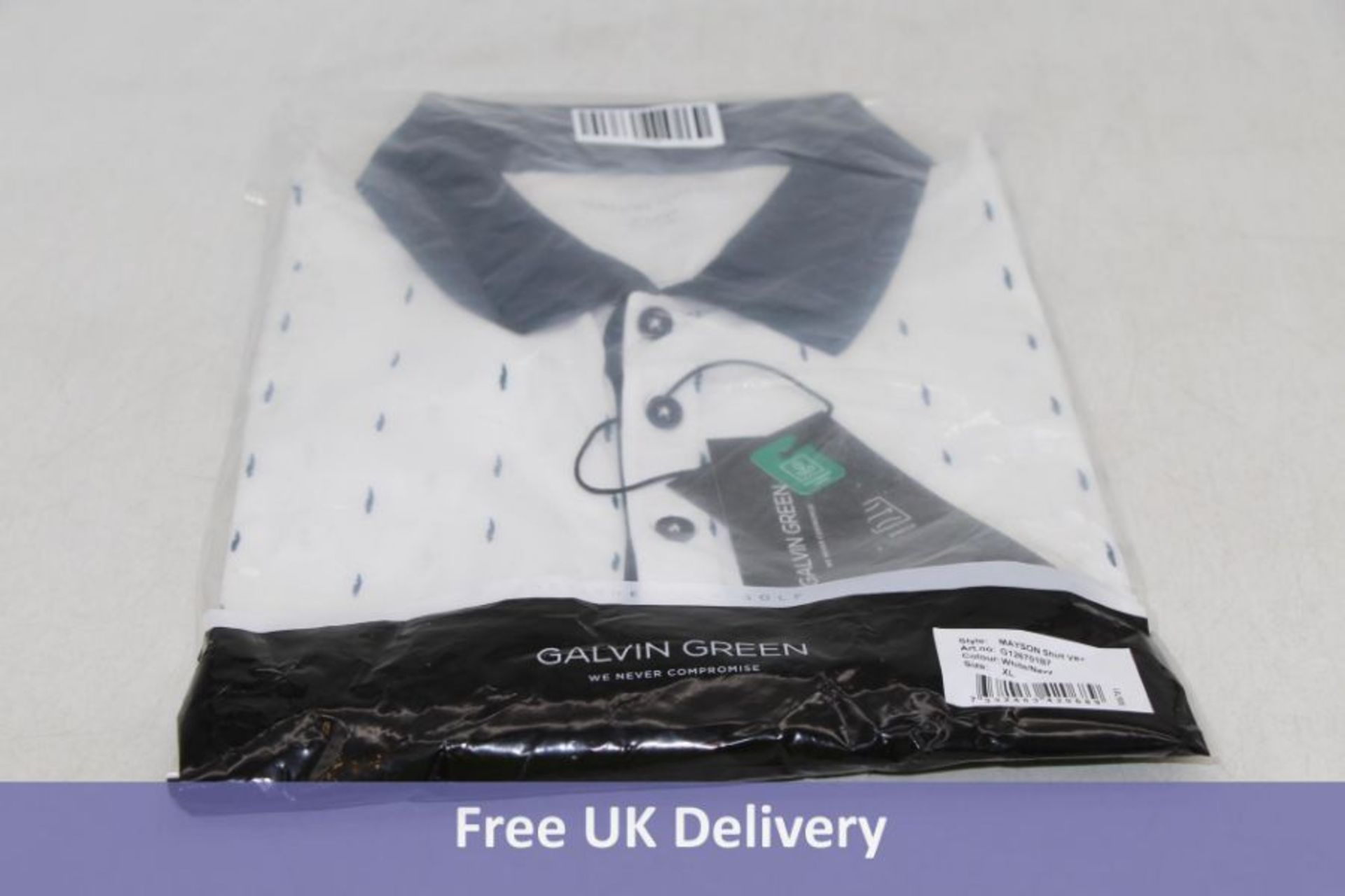 Galvin Green Mayson Breathable Golf T Shirt, White/Navy, UK XL