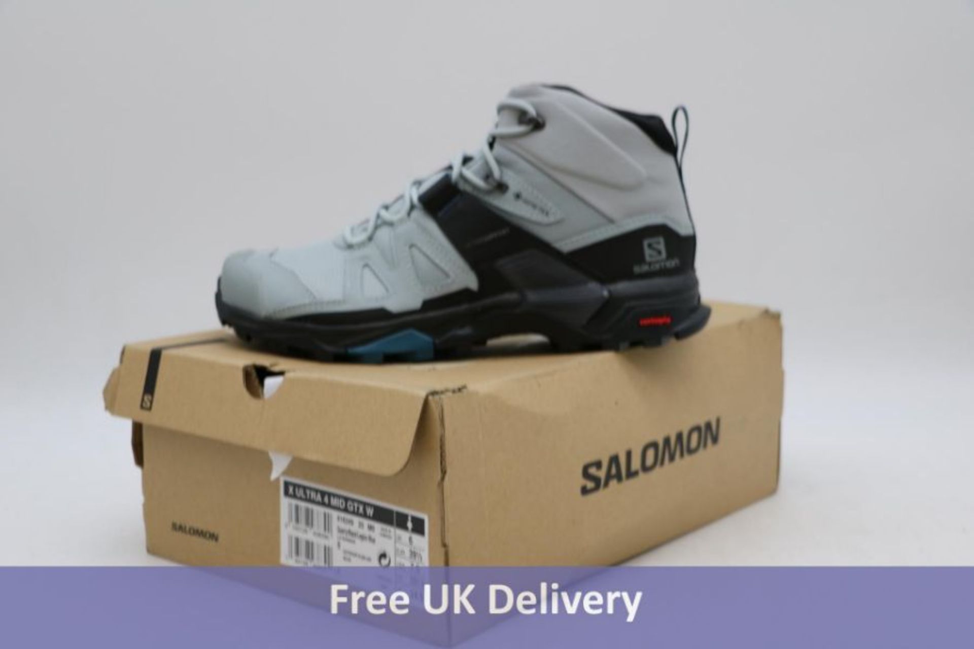 Salomon X Ultra 4 Mid GTX Walking Trainers, Grey/Black/Blue, UK 6