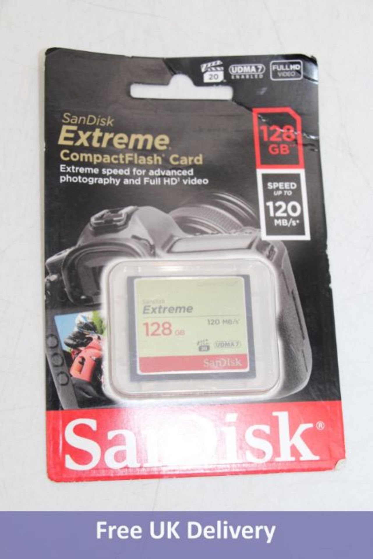 Three SanDisk Extreme Compact Flash Cards, 128GB