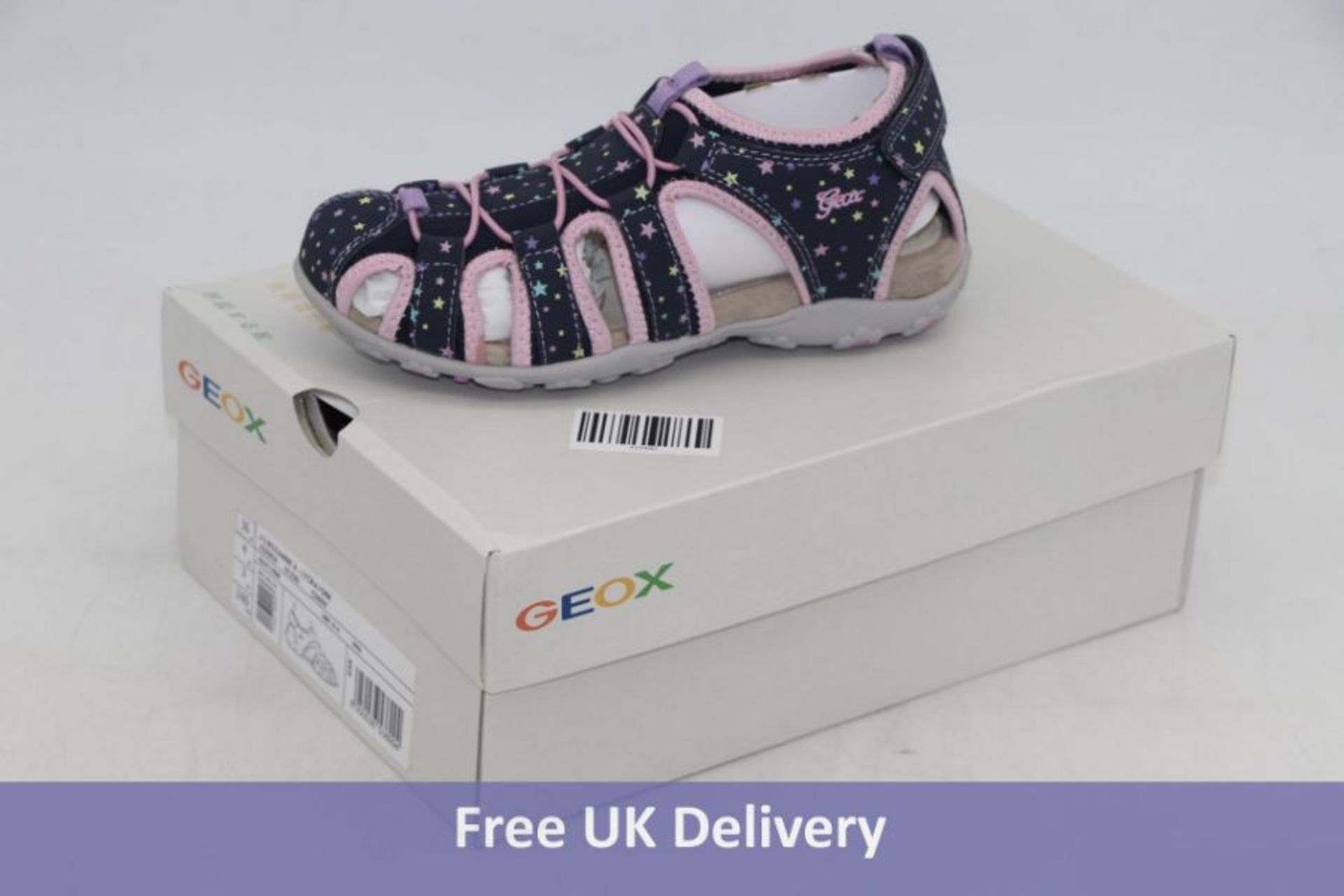 Two Geox Children's J S Roxanne Sandal, Navy Pink, J25D9A, 1x UK 3, 1x UK 4