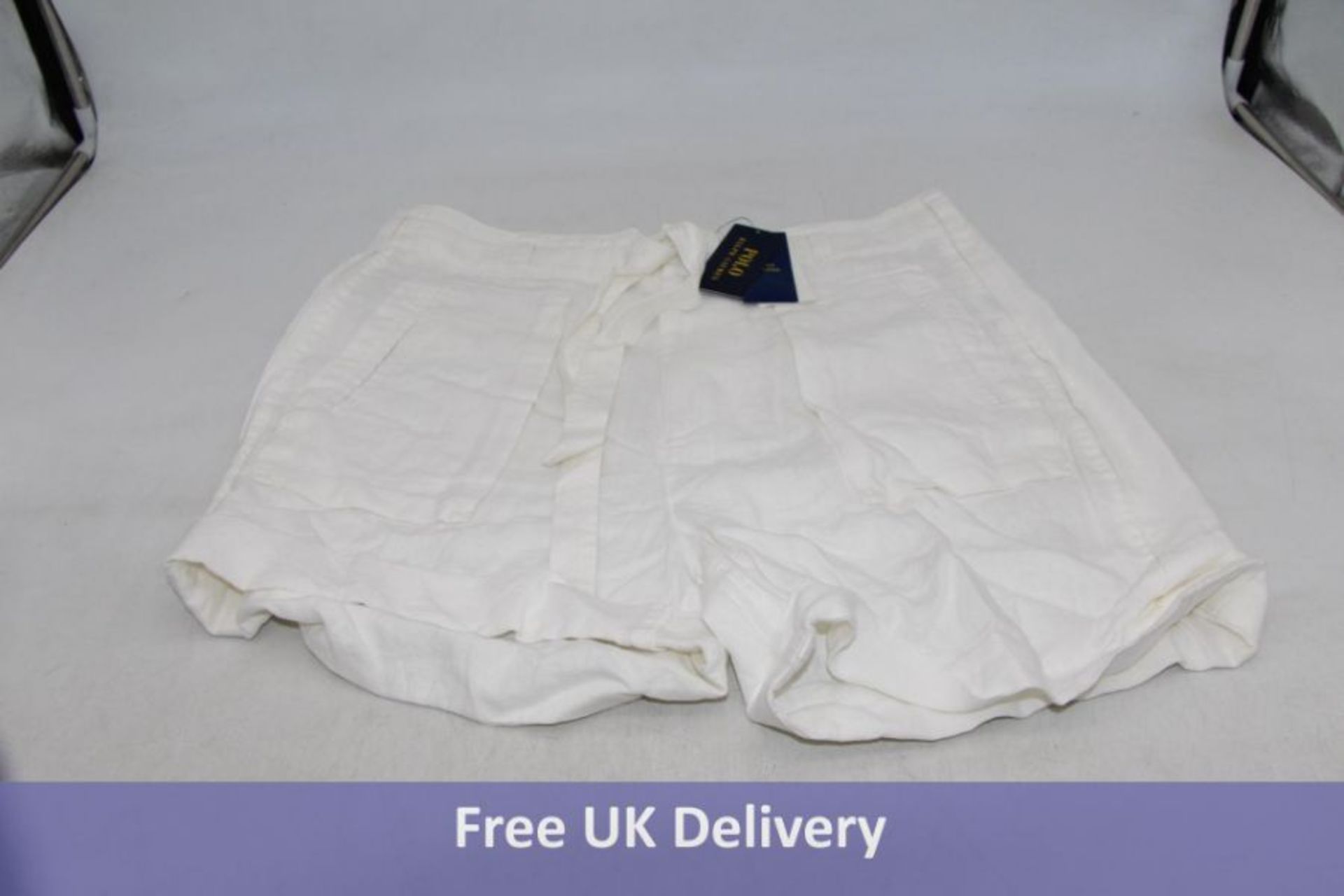 Polo Ralph Lauren Linen Shorts With Belt, White, Size 8