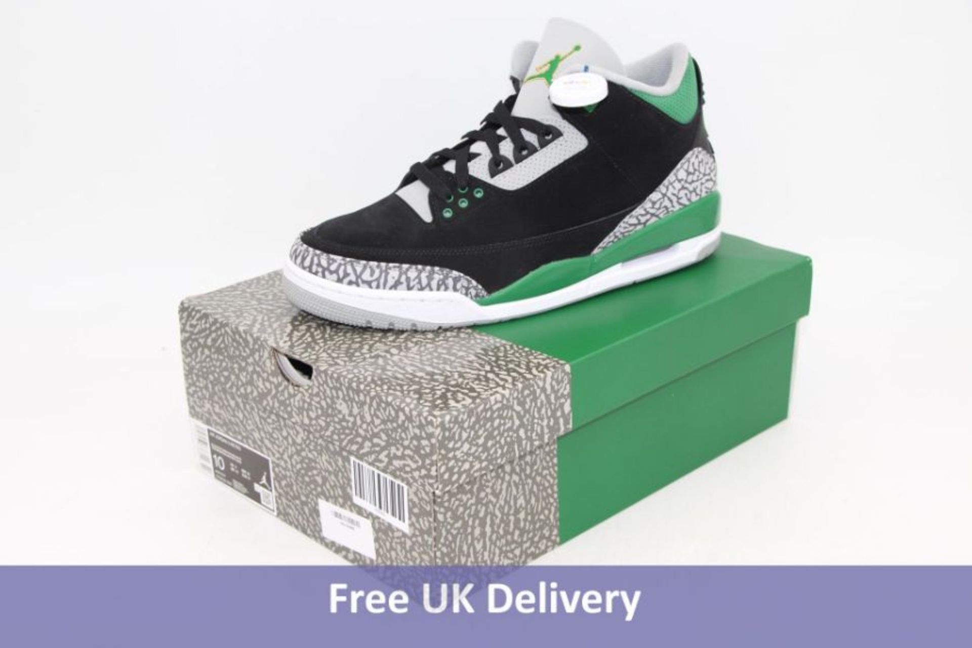 Nike Men's Air Jordan 3 Retro Trainers, Black Pine/Green/Silver White, UK 9