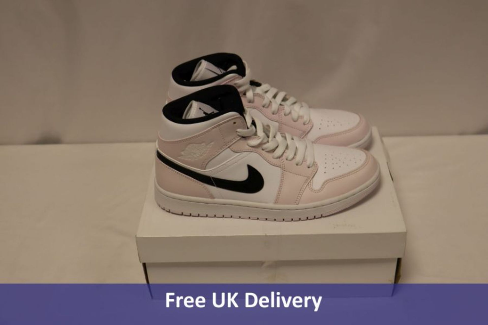 Nike Women's Air Jordan 1 'Barely Rose’ Mid Trainers, Light Violet/White/Black, UK 7.5, BQ6472 500.