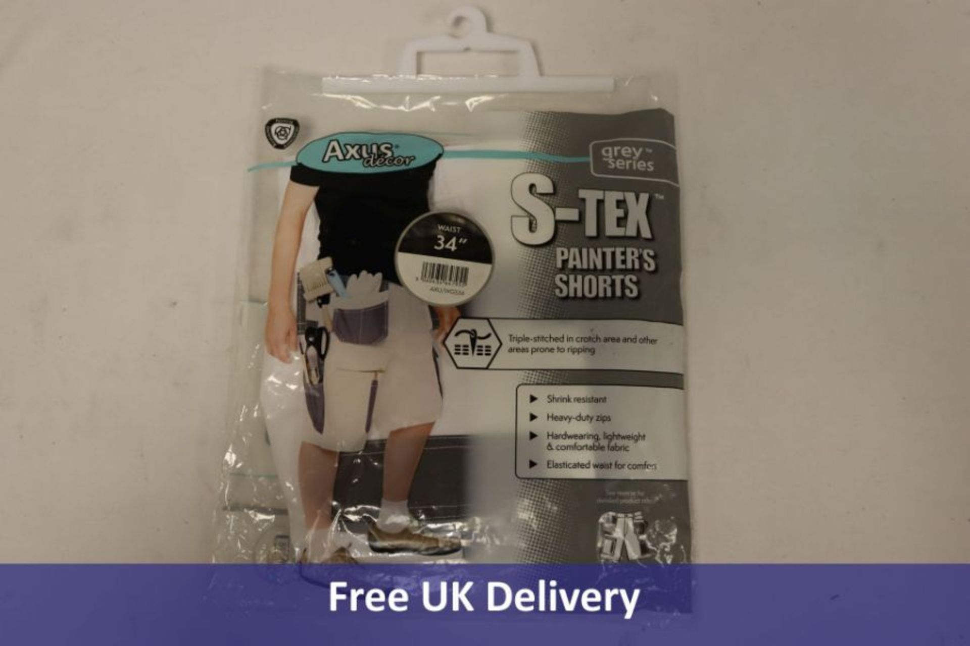 Nine Axus Grey Series S-Tex Painters Workwear items to include 3x Shorts, White, Waist 34, 2x Shorts