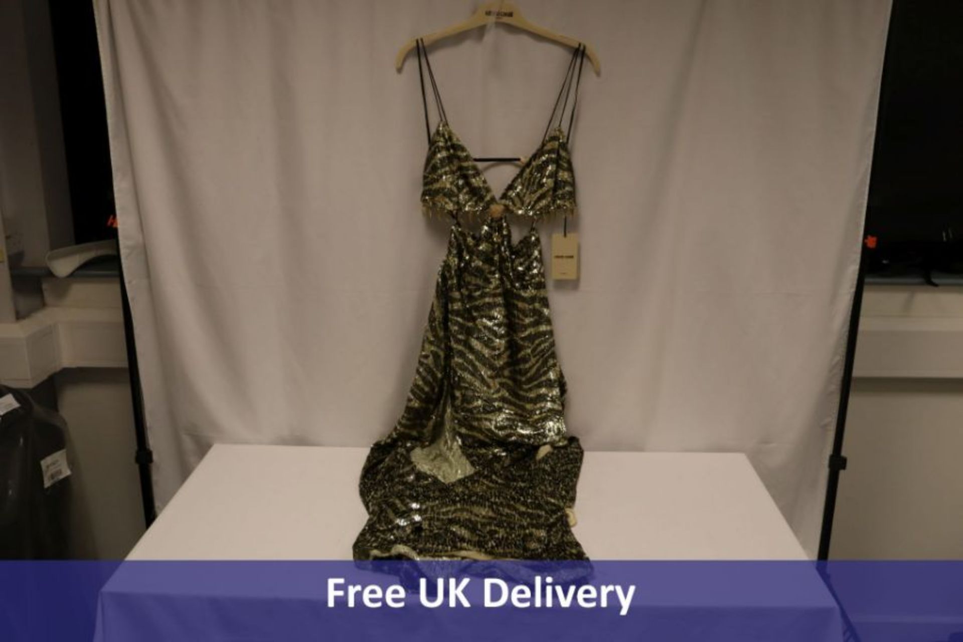 Roberto Cavalli Women's Zebra Jacquard Cut Out Maxi Dress, Size 40