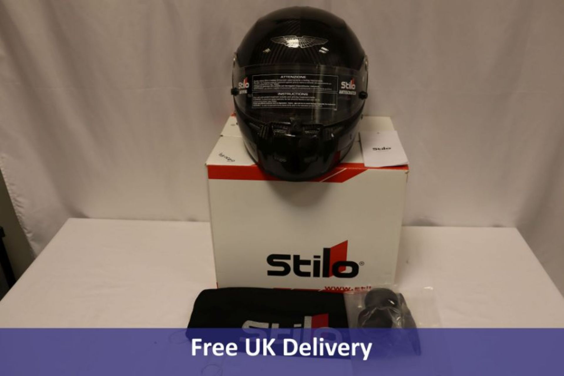 Stilo ST5FN Carbon Crash Helmet, Size 57, FIA 8859-2015 & Snell SA2020 Approved, with Aston Martin d