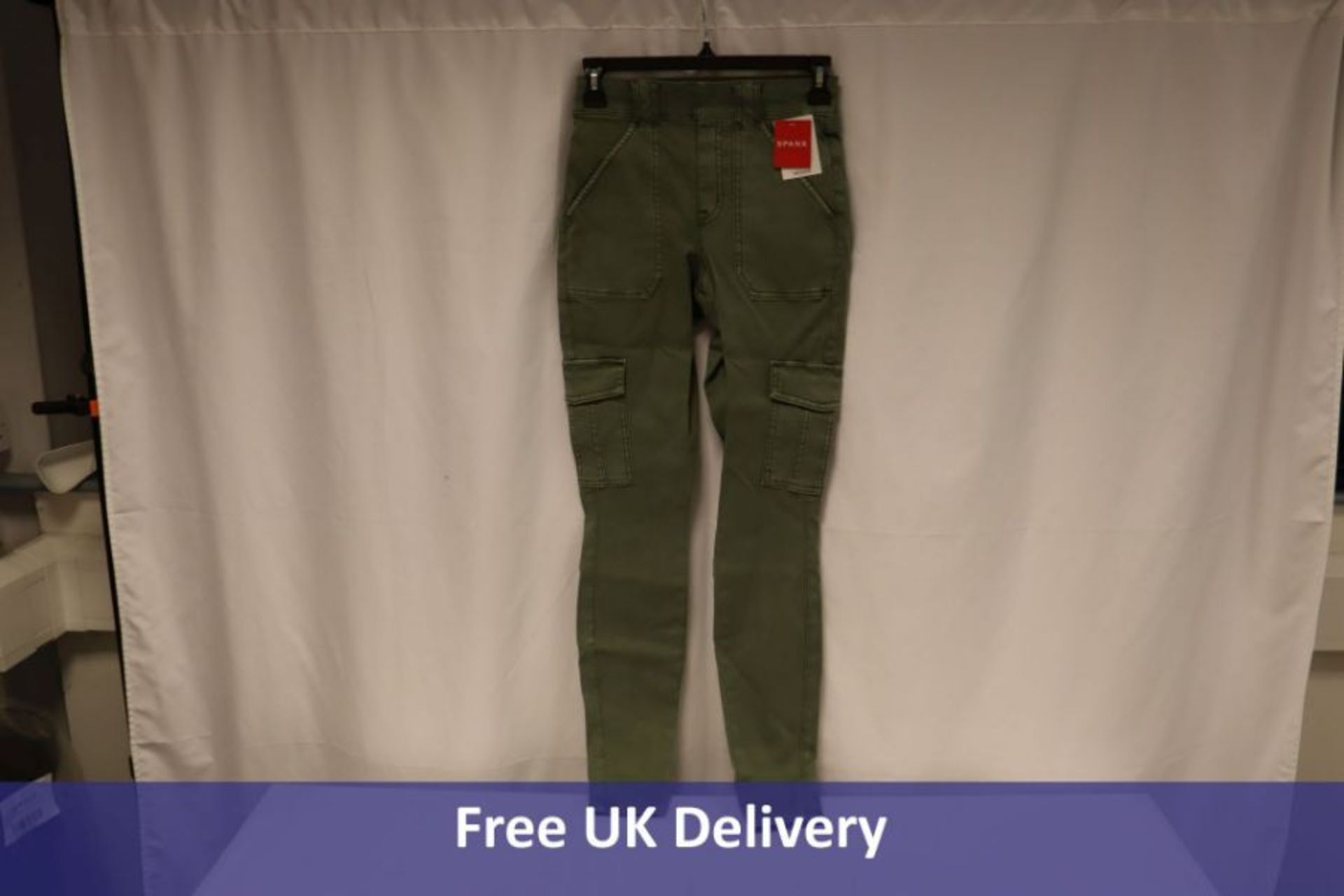 Spanx Stretch Twill Ankle Women's Cargo Trousers, Soft Sage, UK 16-18