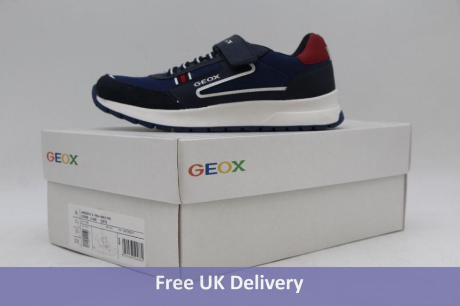 Two pairs of Geox Children's Trainers to include 1x J Briezee B Kid's Trainers, Navy/Red, UK 2.5 and