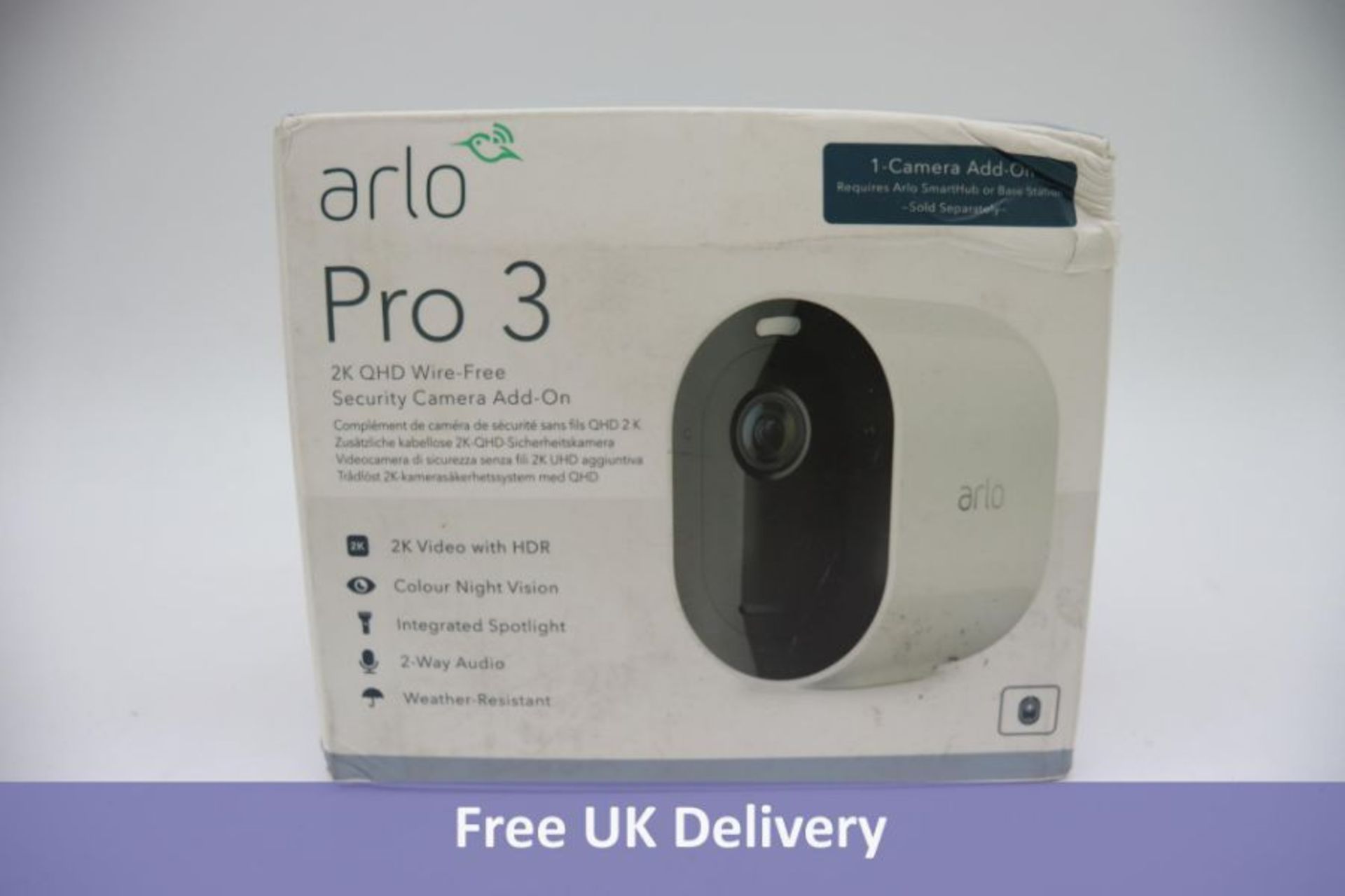 Arlo Pro 3 Security Camera Add-on, 2K QHD, Wire Free