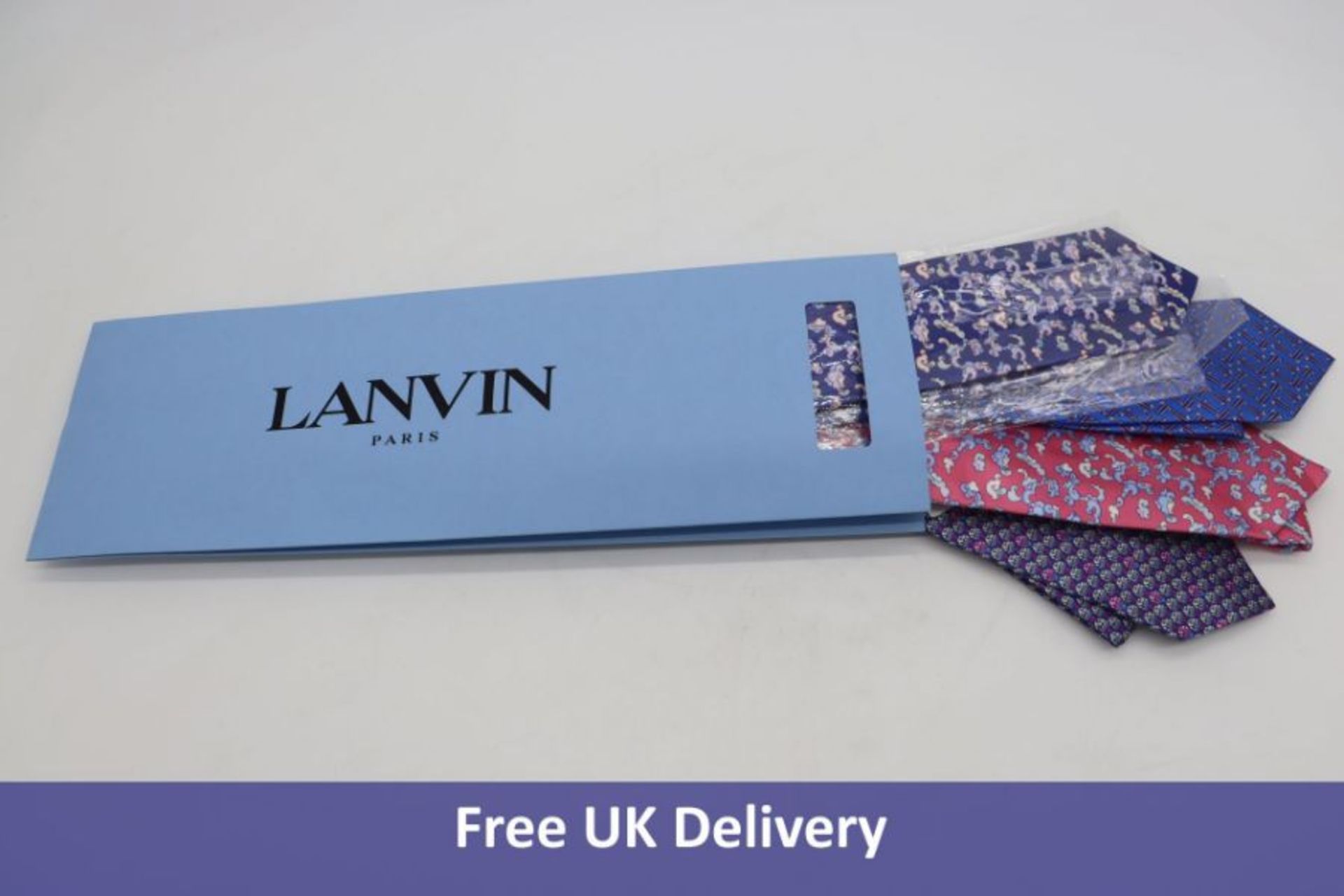 Four Lanvin Silk Ties, 4 Asst Colours and Styles, Will Vary