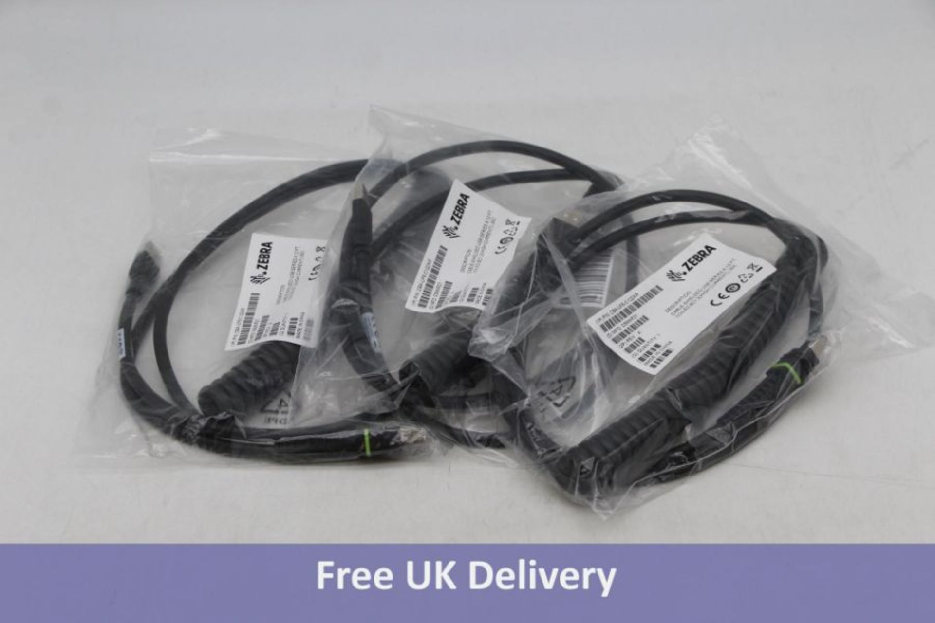 Three Zebra Cable Shielded USB Series A, Size 12FT