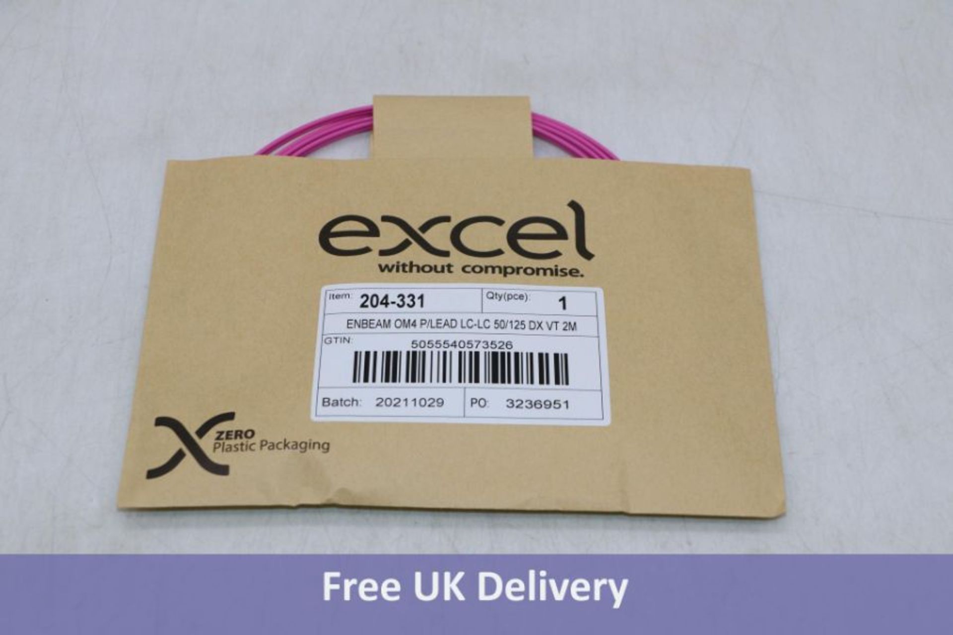 Ten Excel Enbeam Om4 2M Patch Lead, LC-LC 50/125 violet