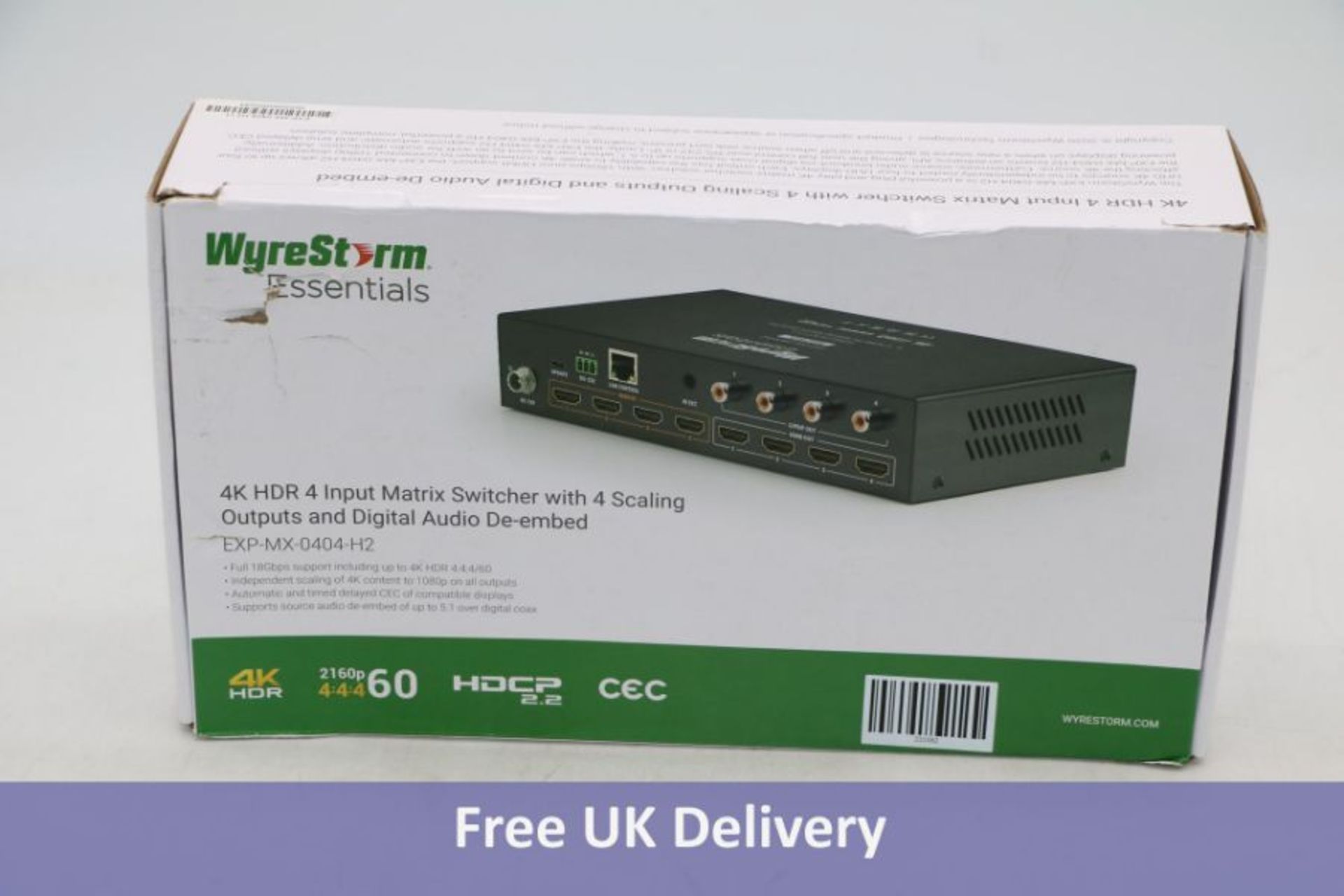 Wyre Storm 4-input and 4-output 4K HDR HDMI scale matrix switcher with embedded S/PDIF digital audio