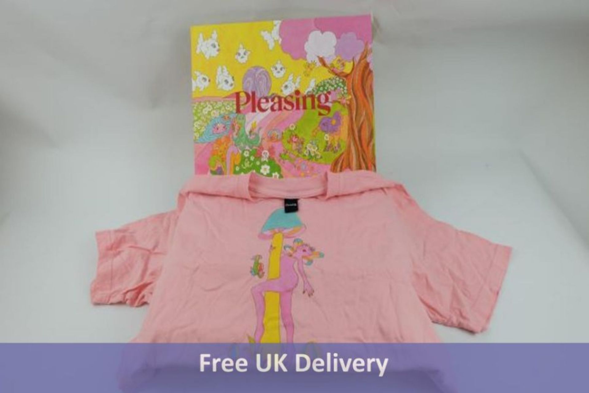 Box of Pleasing Items to Include the Pleasing T Shirt in Blush Pink, Acid Drops, Hand and Nail Balm,
