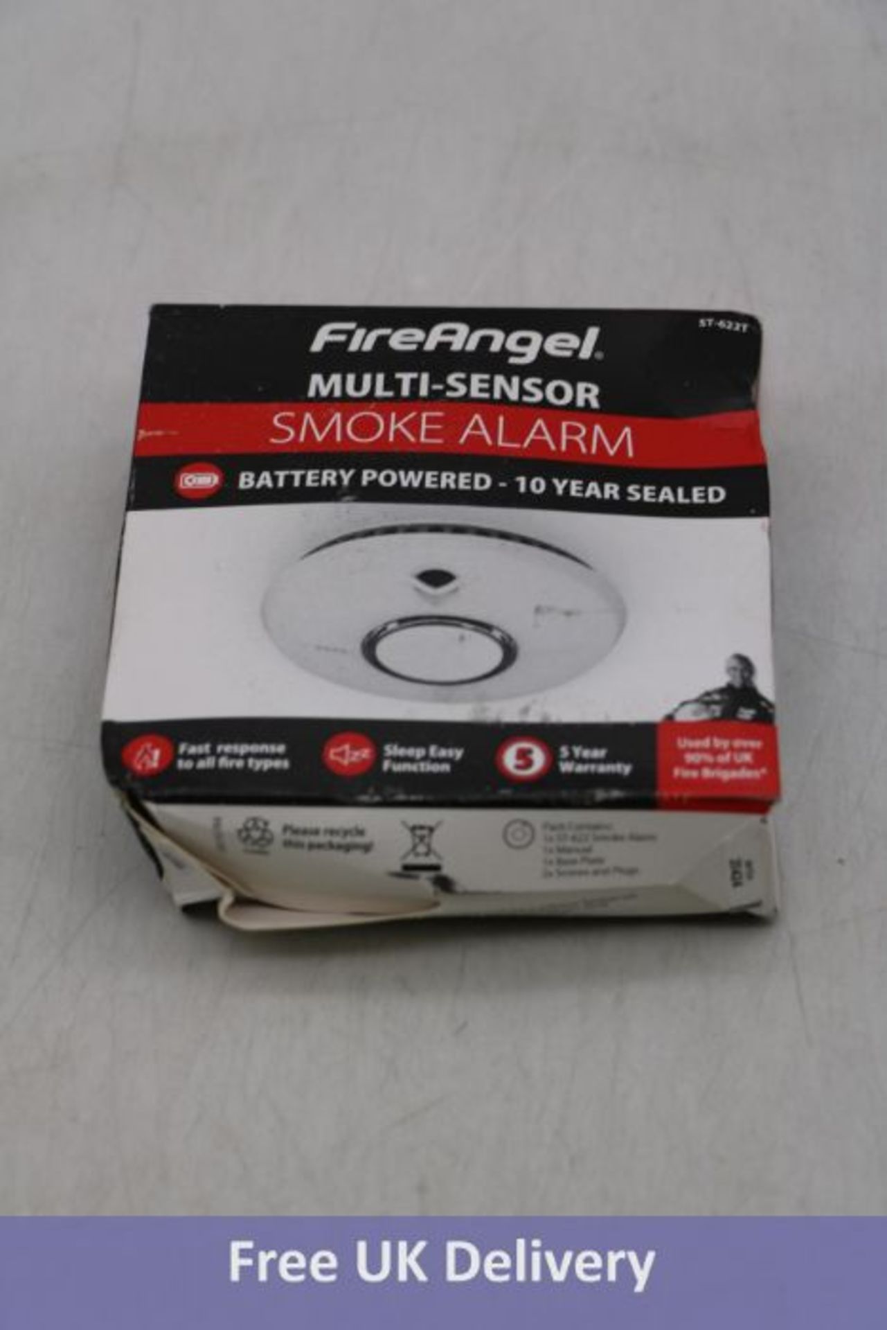 Four Fire Angel Multi Sensor Smoke Alarm. Box damaged
