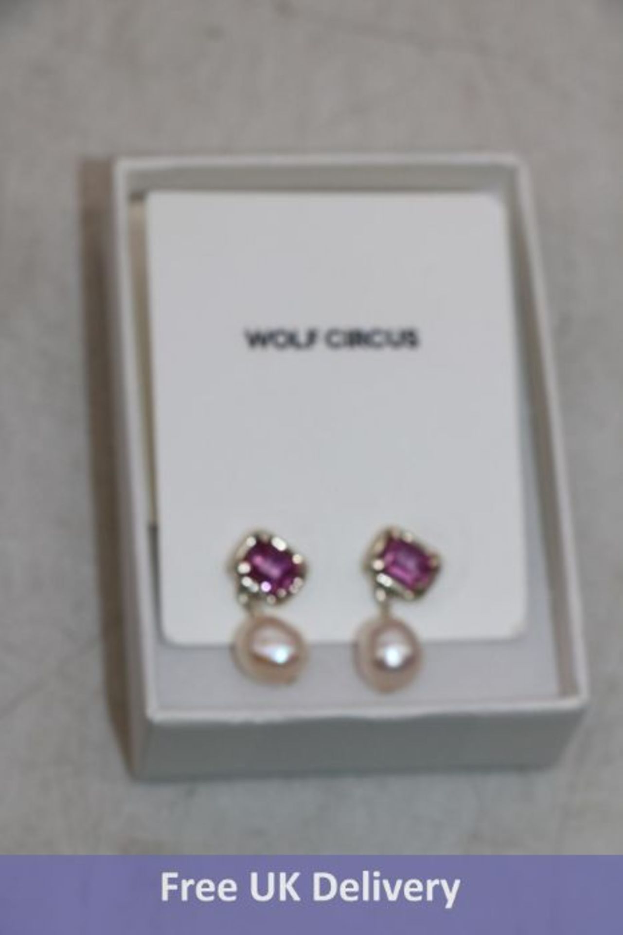 Wolf Circus Women's Sophie Earrings Gold Plated, Synthetic Pink Sapphire, Freshwater Pearl