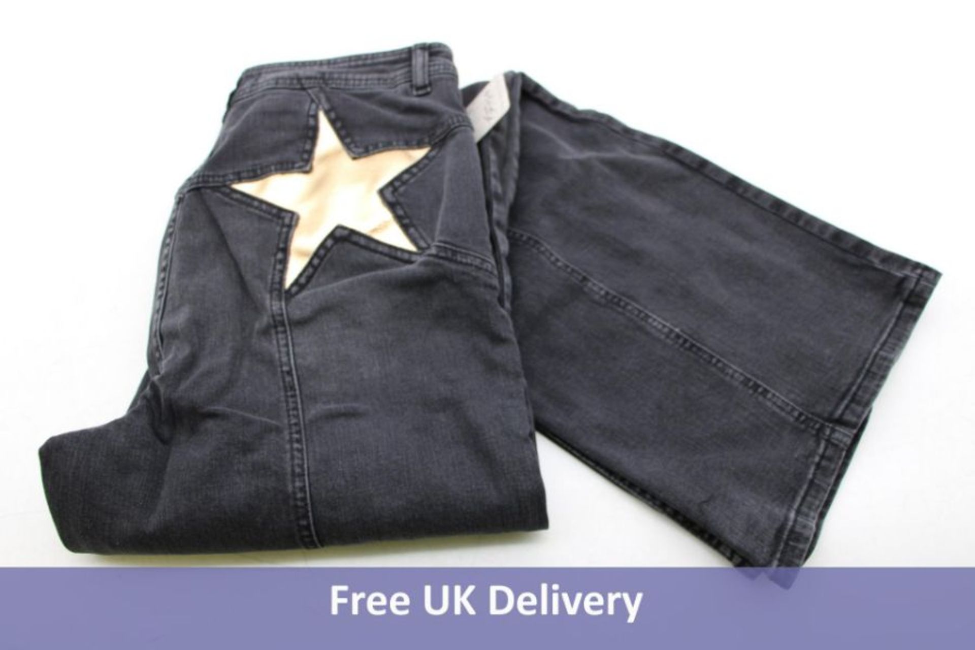 Free People Women's Firecracker Flared Star Jeans, Black/Gold, Size 30W