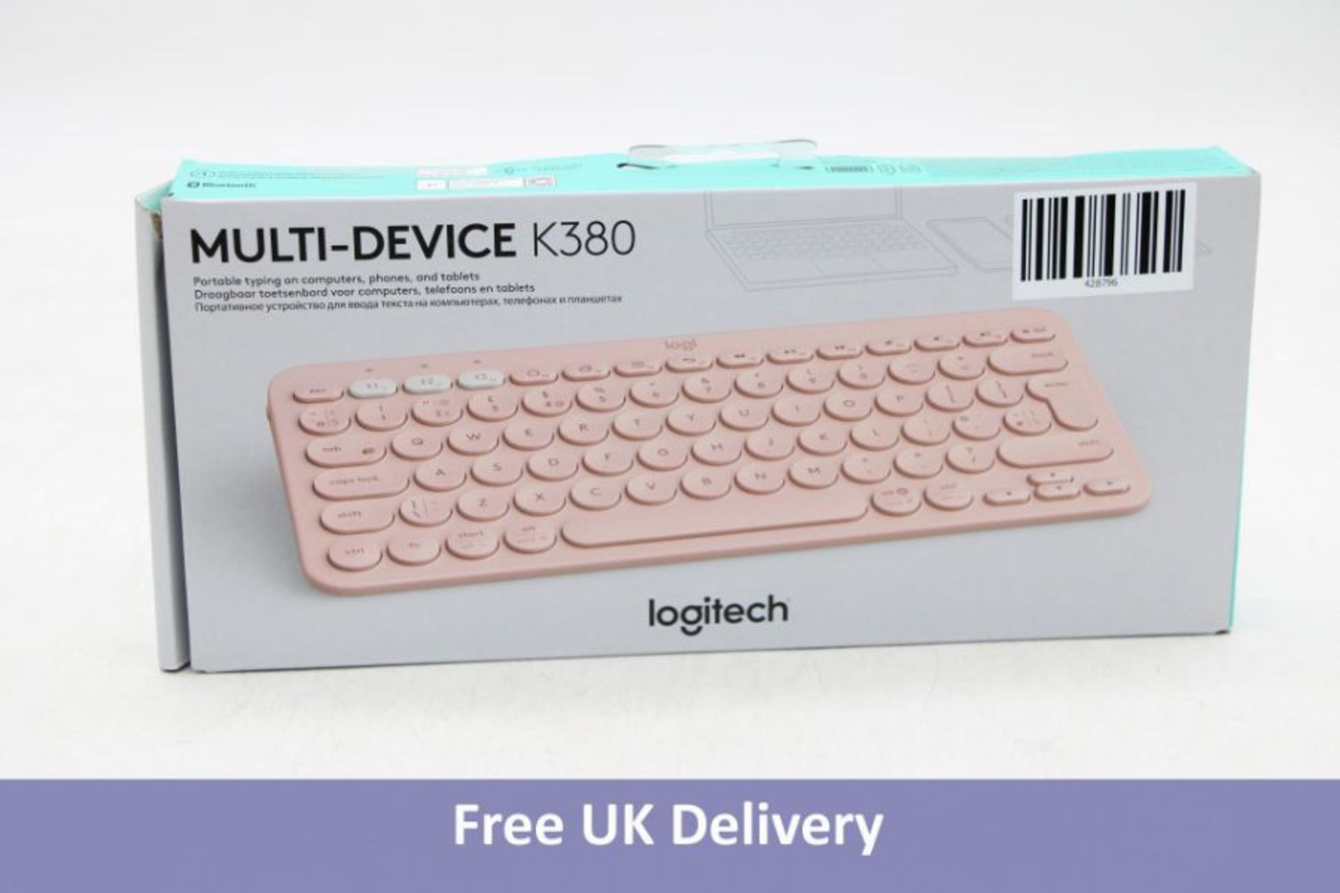 Logitech Multi-Device K380 Keyboard, Pink. Box damaged