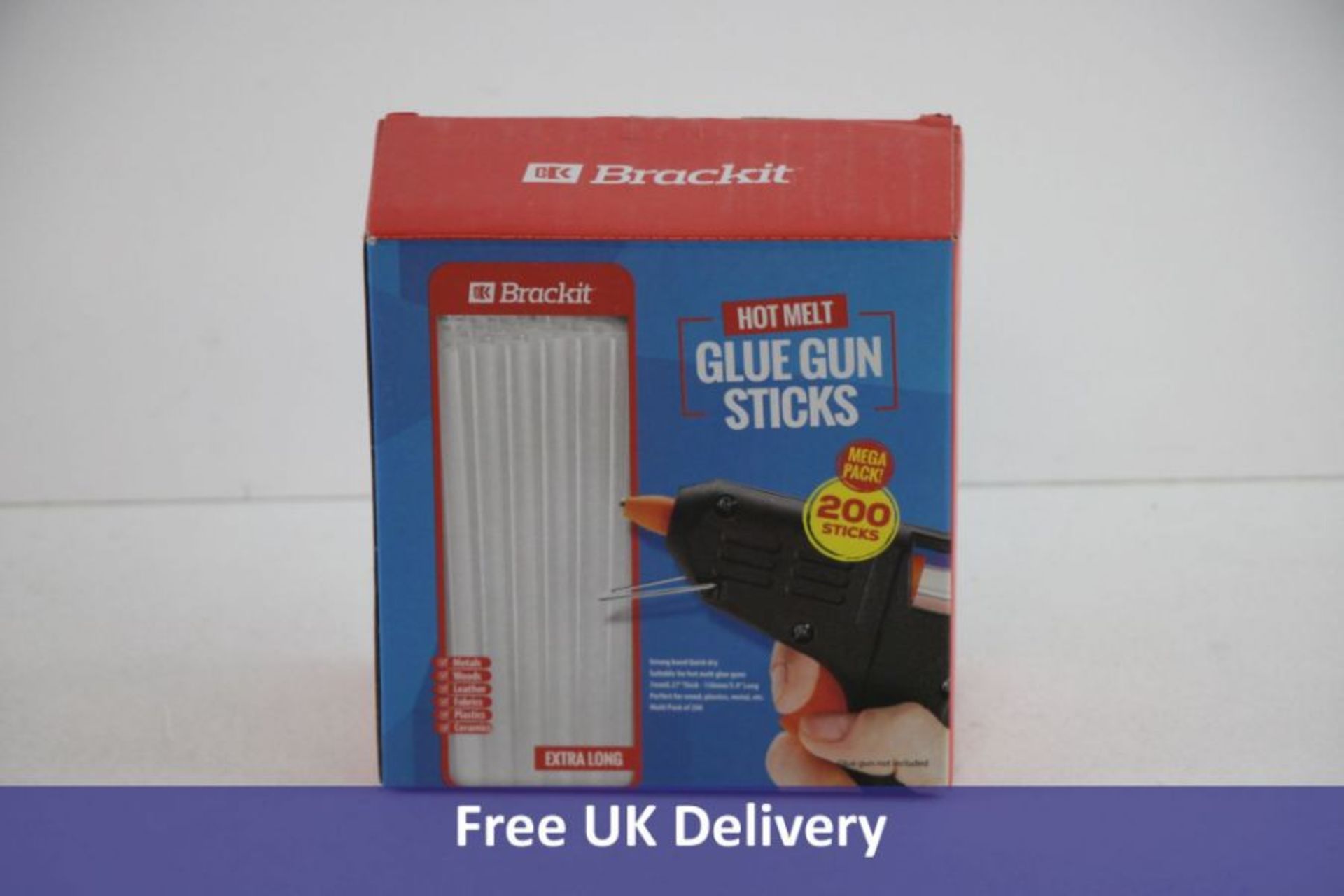 Ten Items of Brackit Hot Melt Glue Gun Sticks, 200 Pack 7mm x 150mm Extra Long