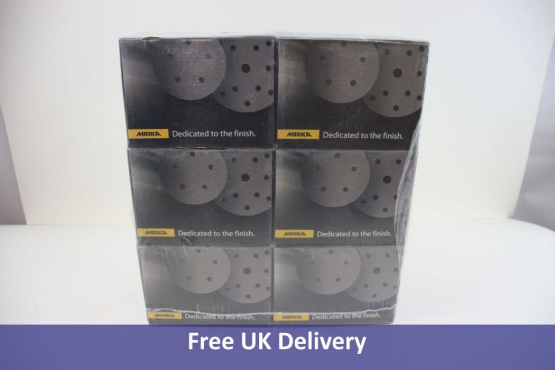 Six Boxes of 100 Mirka Basecut Velcr 17 Hole Sanding Discs 6 inch 150mm P120 Grit