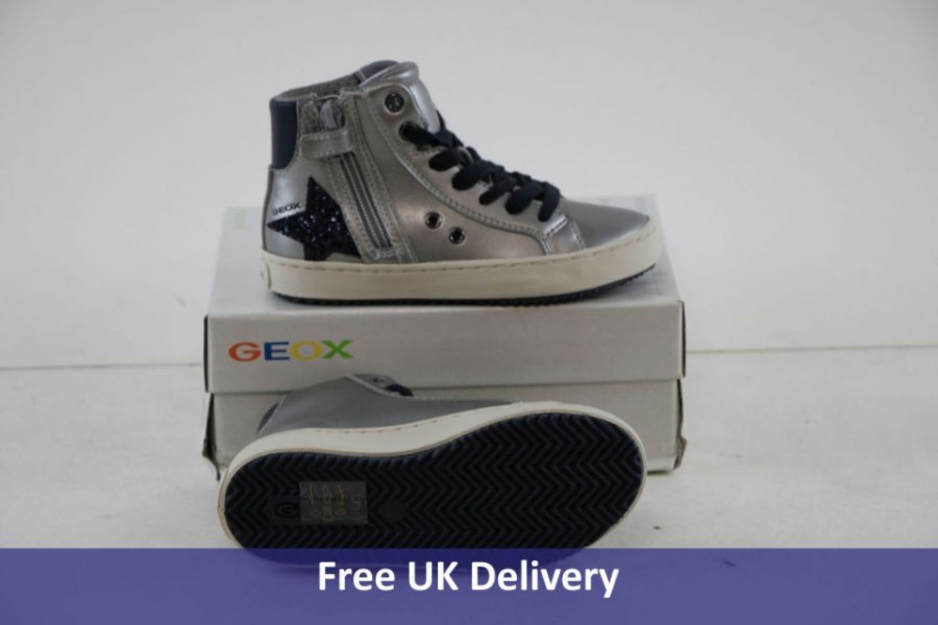 Geox Girls J Kalispera Trainers, Silver, UK 10