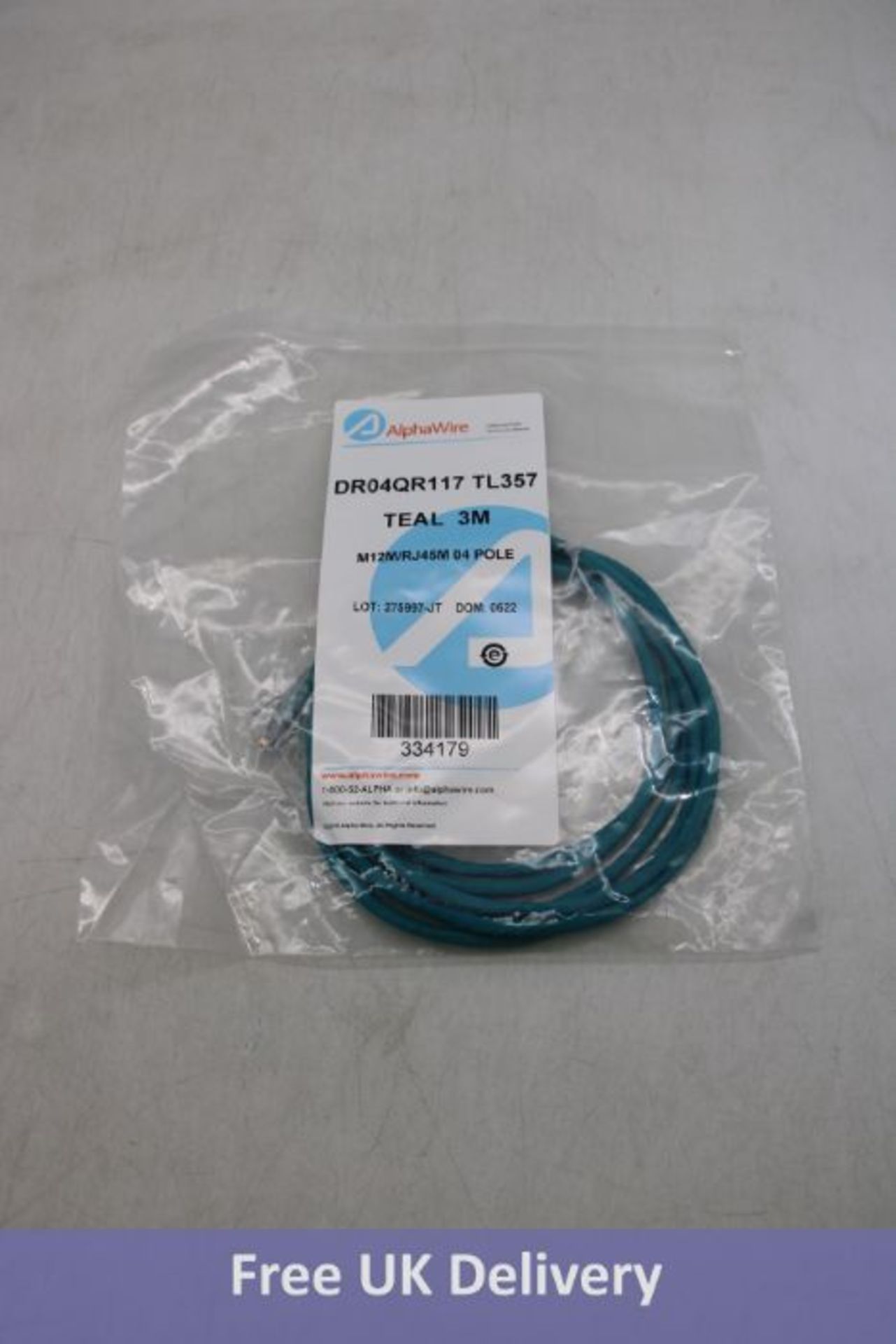 Three Alpha Wire DR04QR117-TL357 Sensor Actuator Cable, Teal, 3M