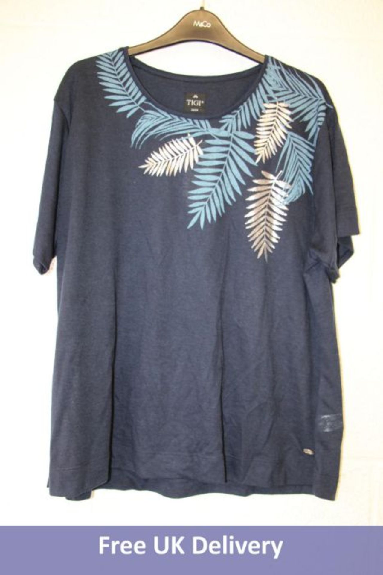 Two Tigi Women's Leaf Print Top, French Navy, Size to include 1x 10/12 and 1x 22/24