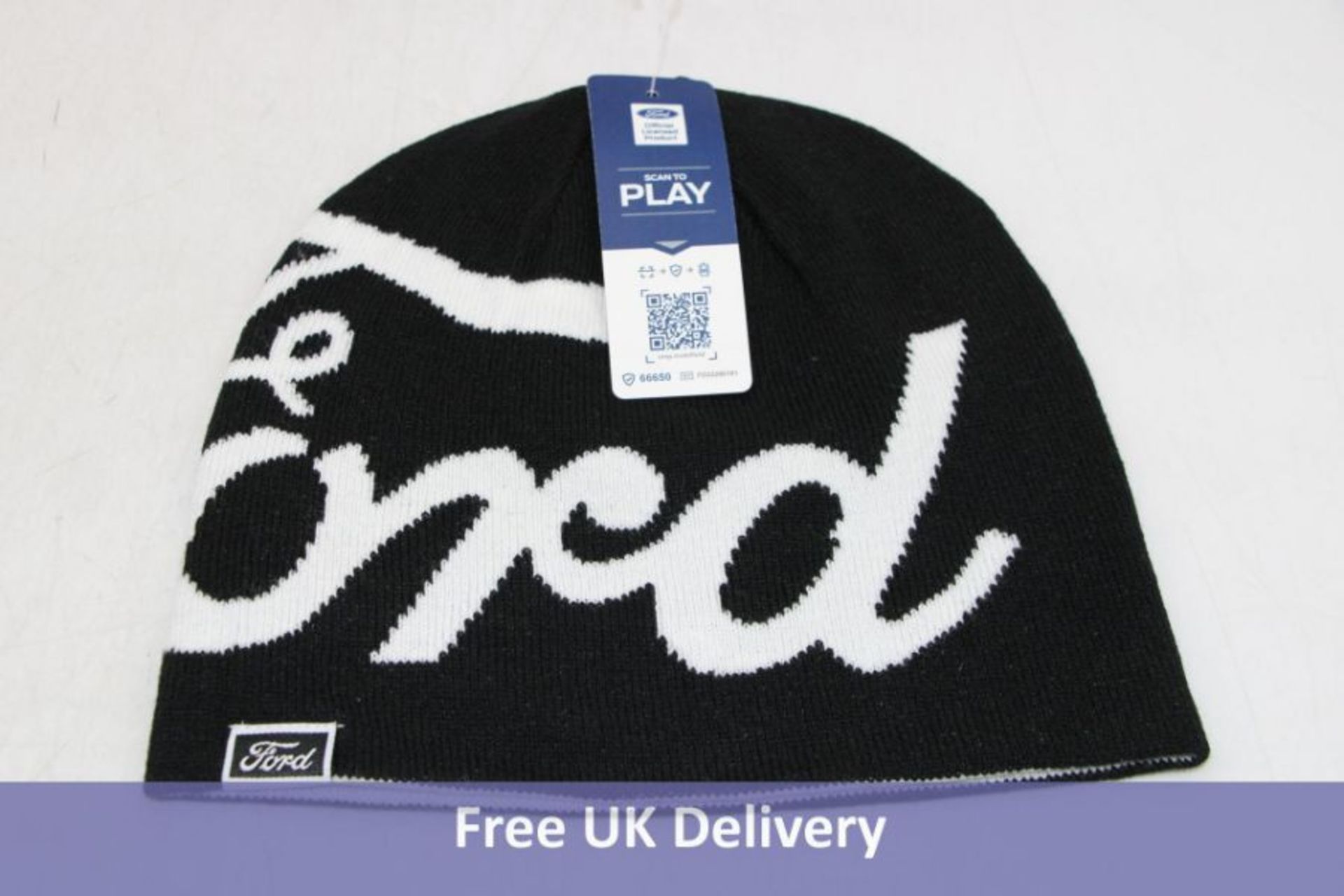 Five Ford Contrast Logo Beanie Hat, Black/White, One Size