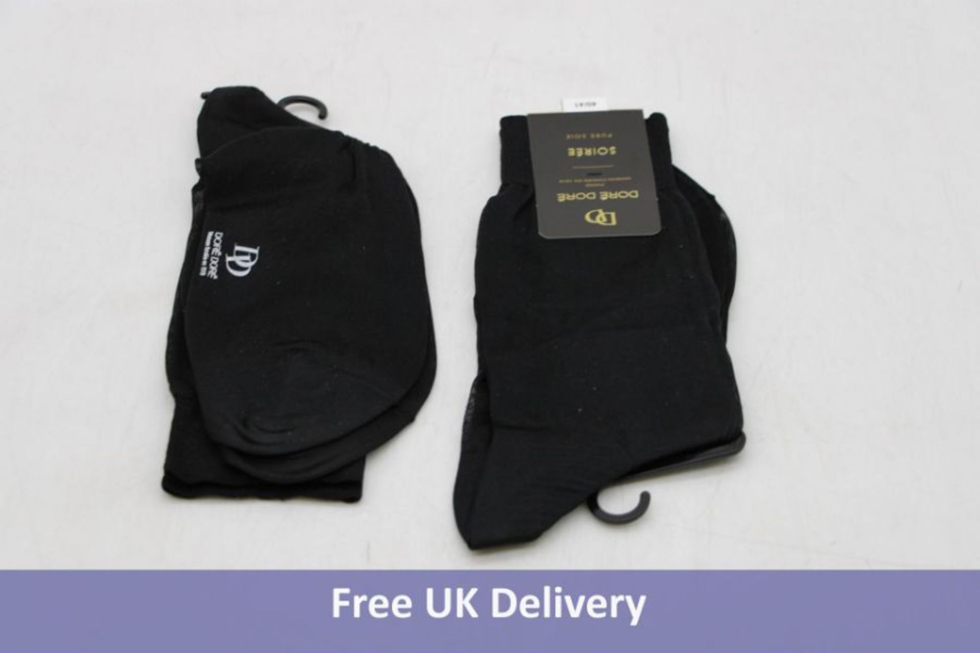 Three Dore Dore Silk Socks, Black, Size 44/45, 1 Pair Per Pack