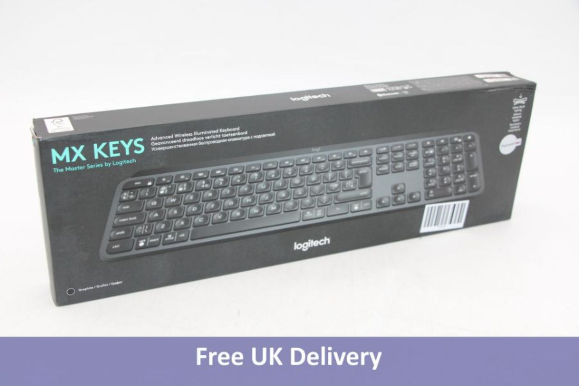 Logitech Bluetooth MX Keys Illuminated Keyboard, Graphite, Non UK Keyboard