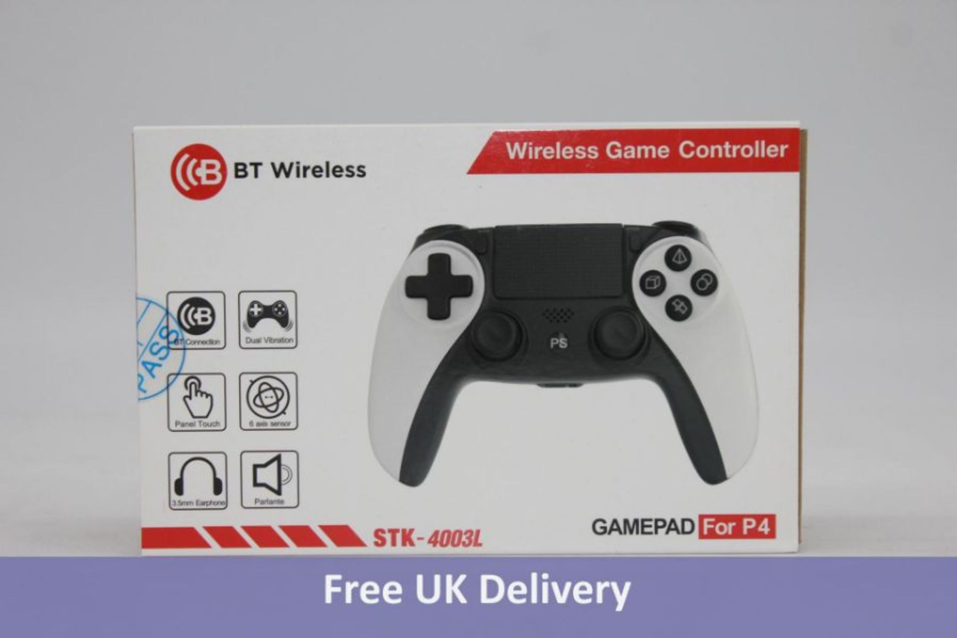 Four Bluetooth Wireless Game Pads suitable for PS4, Black/White, STK-4003L