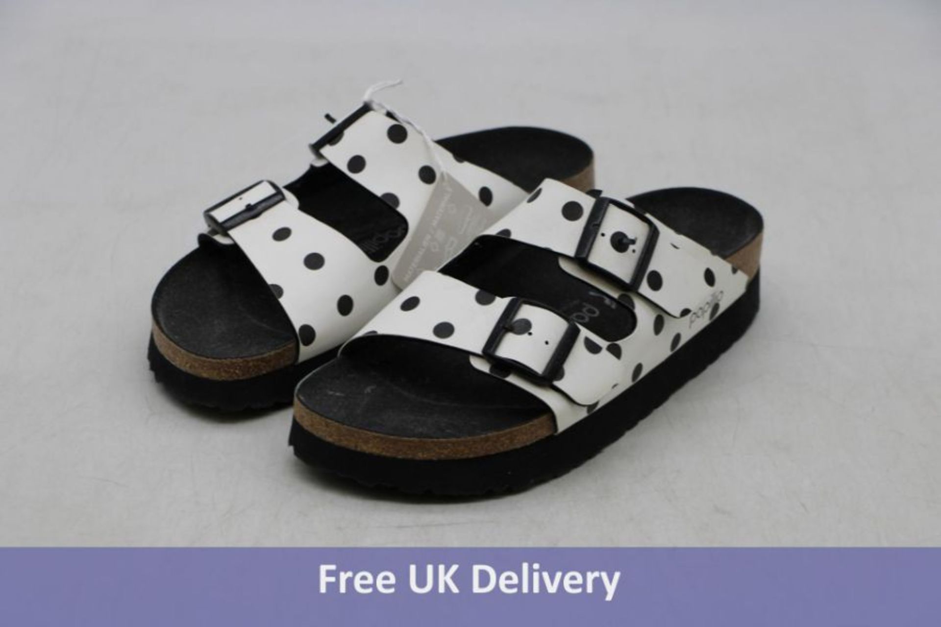 Arizona Papillo Women's Platforms Sandals, White/Black Dots, UK 7.5, No Box