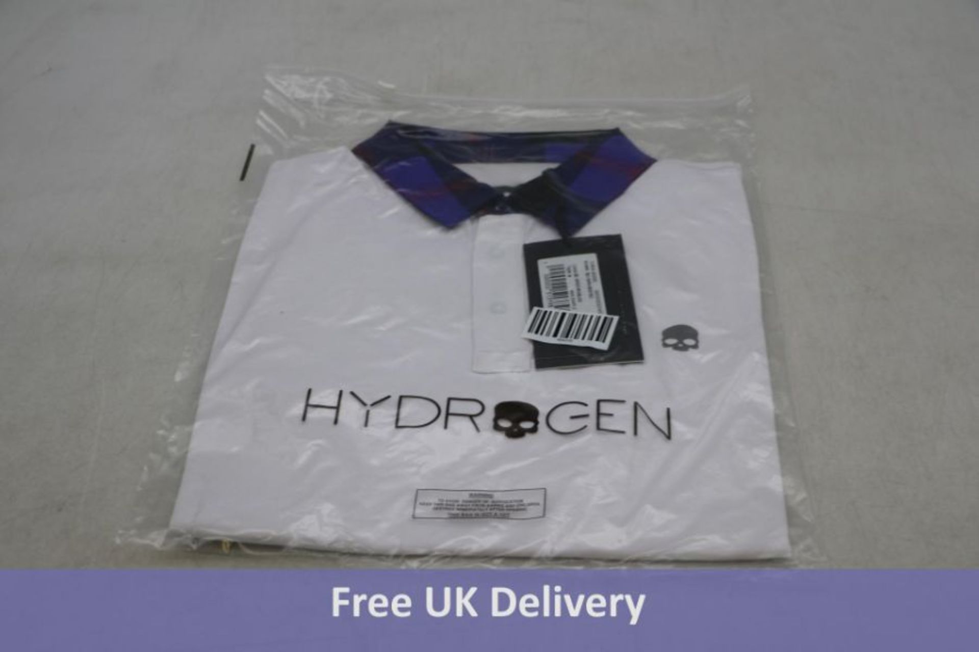 Hydrogen Golf Men's Tech Tartan Neck T shirt, White/Purple/Black, Size M