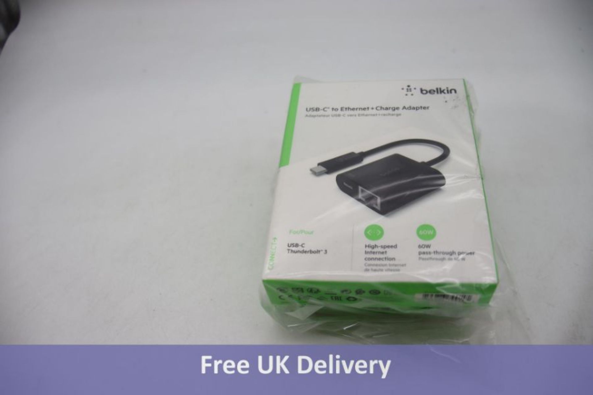 Two Belkin USB-C to Ethernet Adaptors, Black