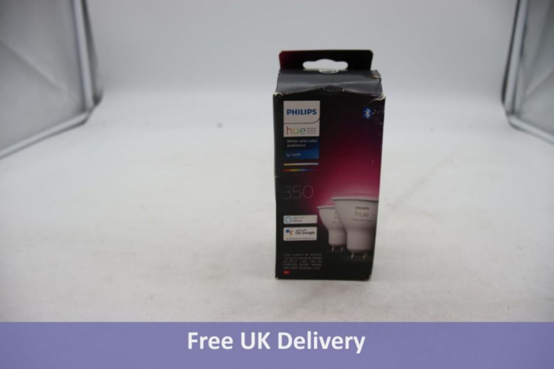 Philips Hue GU10 Colour Smart Bulb With Bluetooth 2 Pack. Box damaged