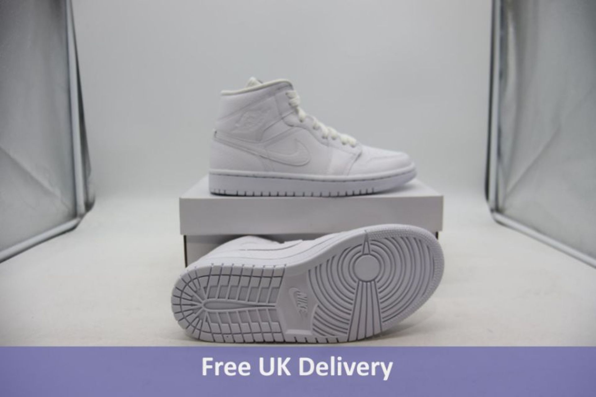 Nike Air Women's Jordan 1 Mid Trainers, White Snakeskin, UK 4.5