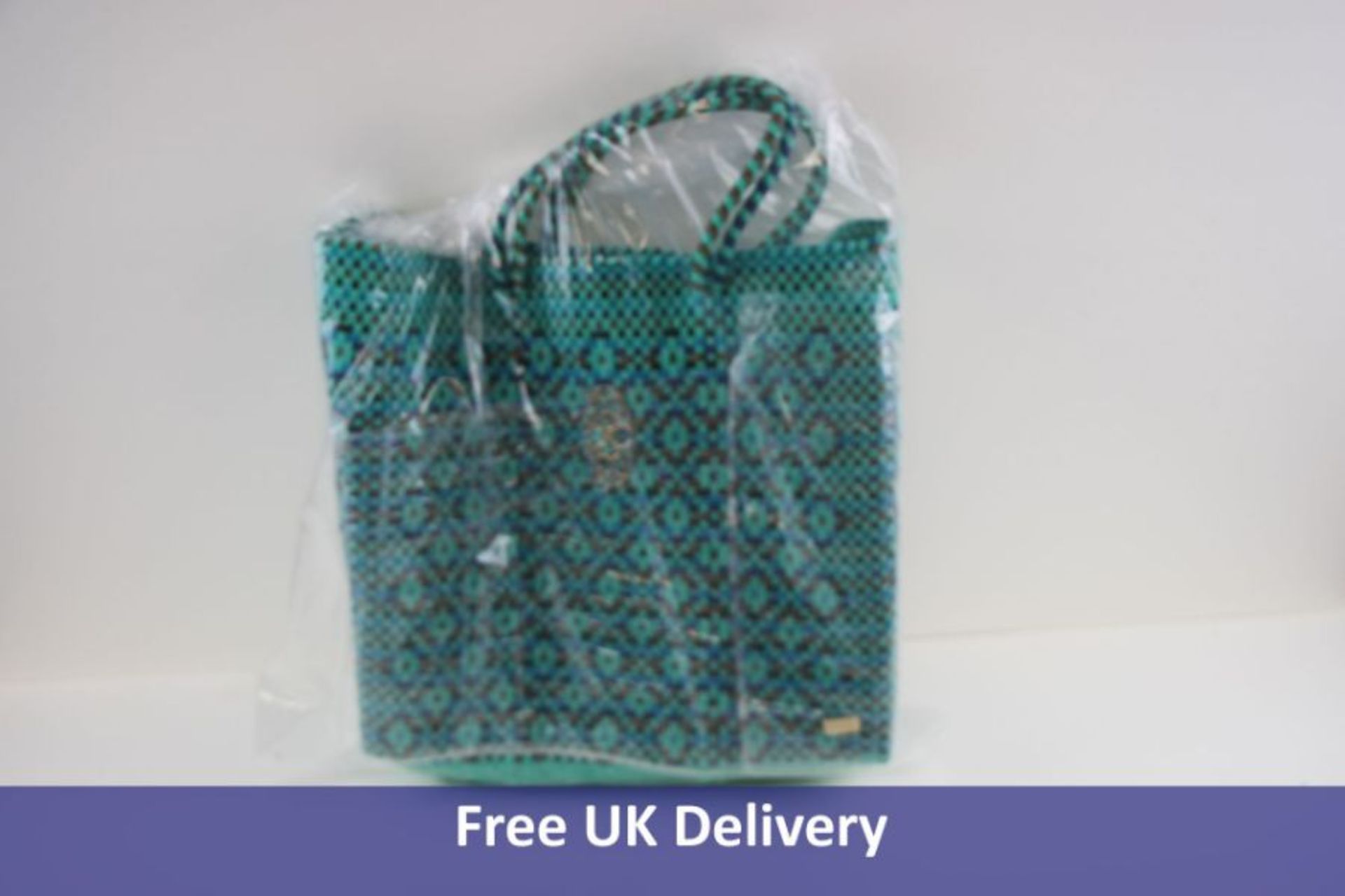 Lola's Bag Medium Turquoise Patterned Tote Bag