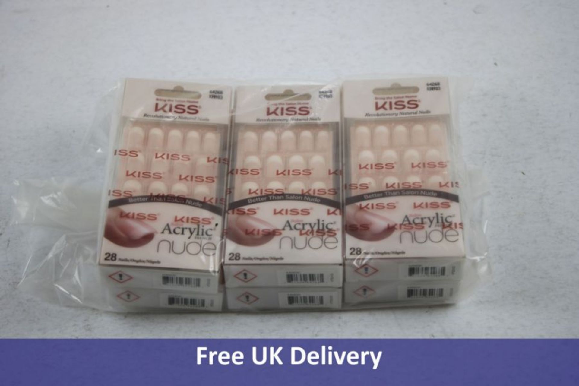 Six Items Of Kiss Acrylic French Nails, Nude