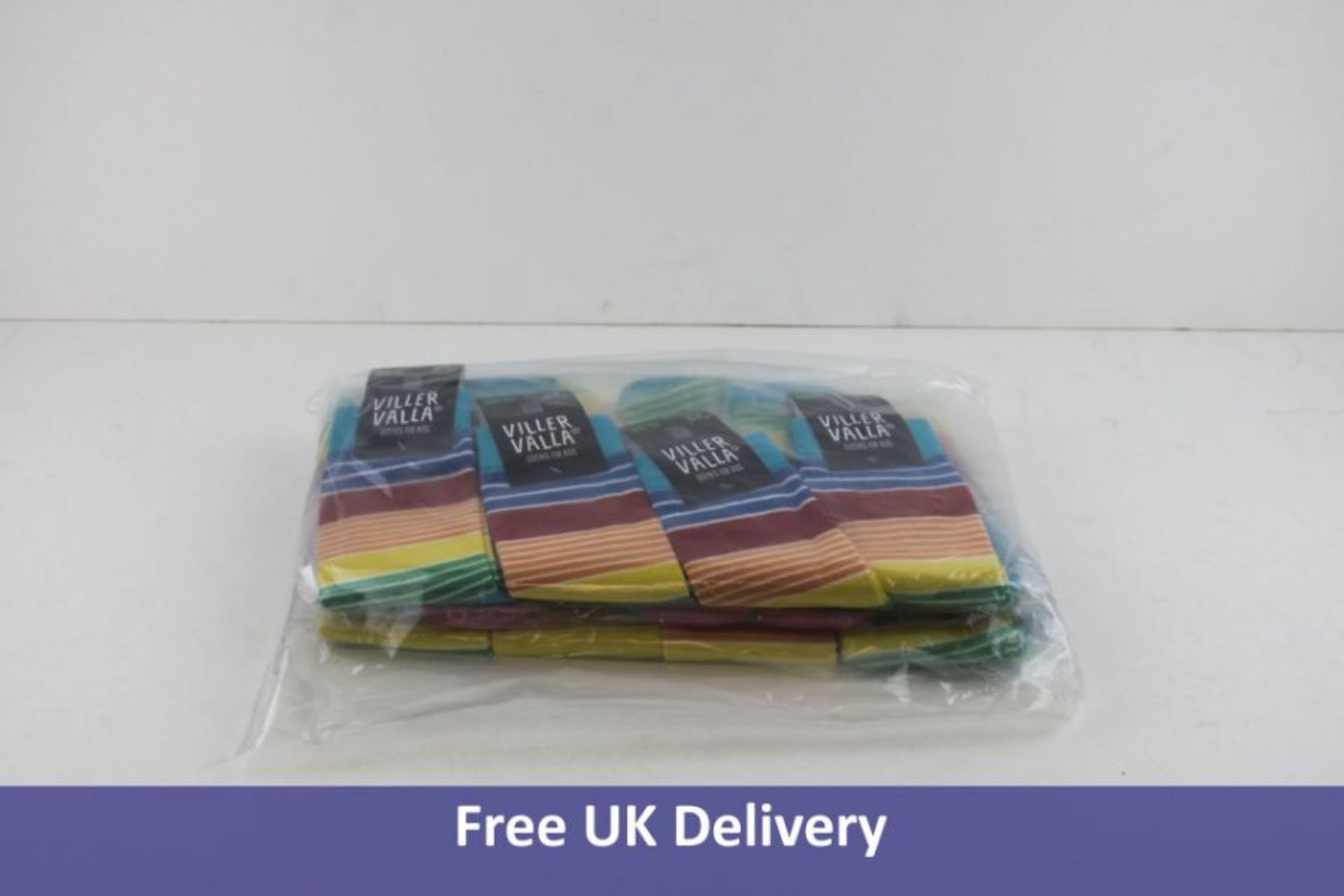 Twelve Pairs Of VillerValla Socks, Multi-Coloured, Size 10-12 Years