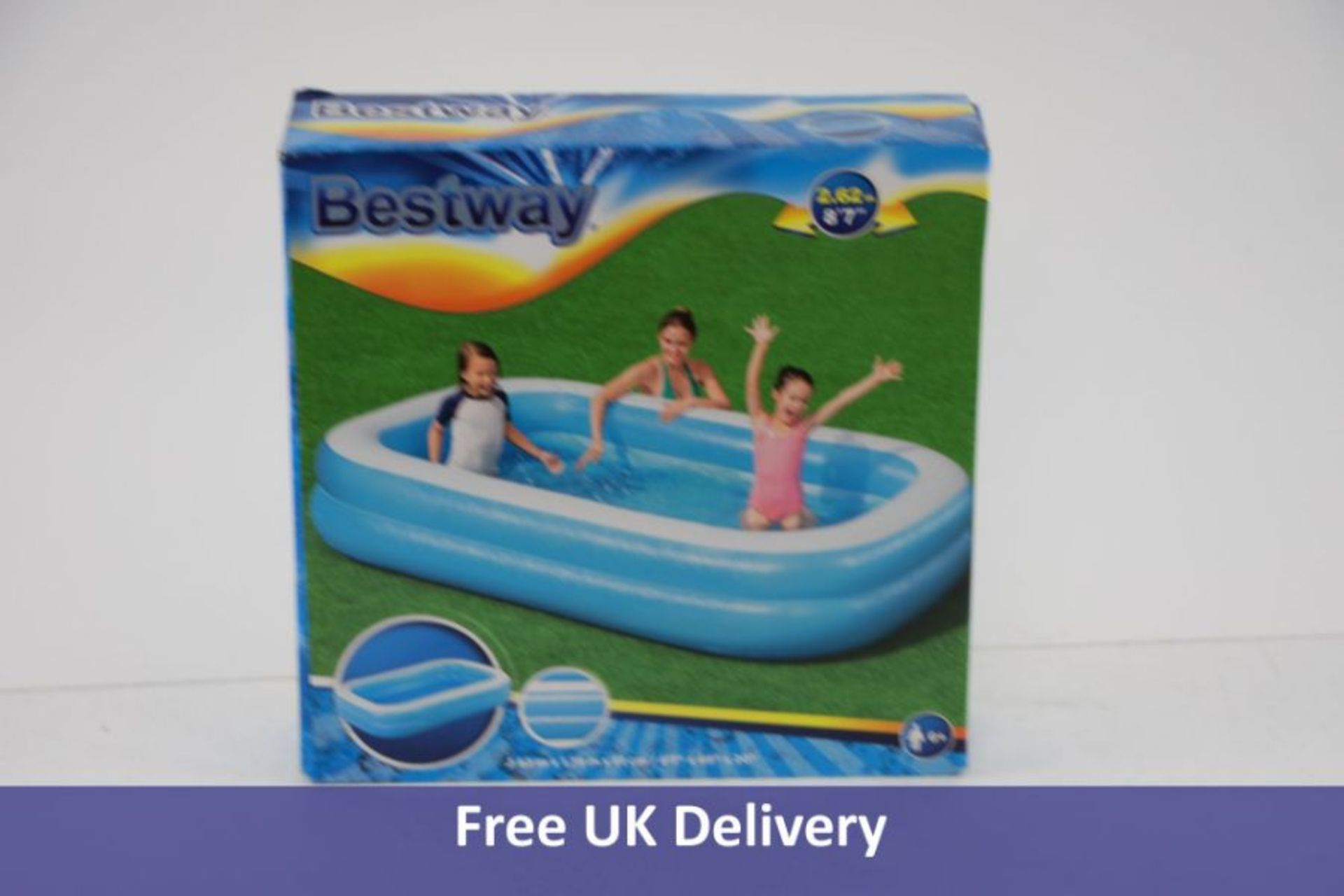 Bestway Family Pool, rectangular pool for children, easy to assemble, blue, 262 x 175 x 51 cm