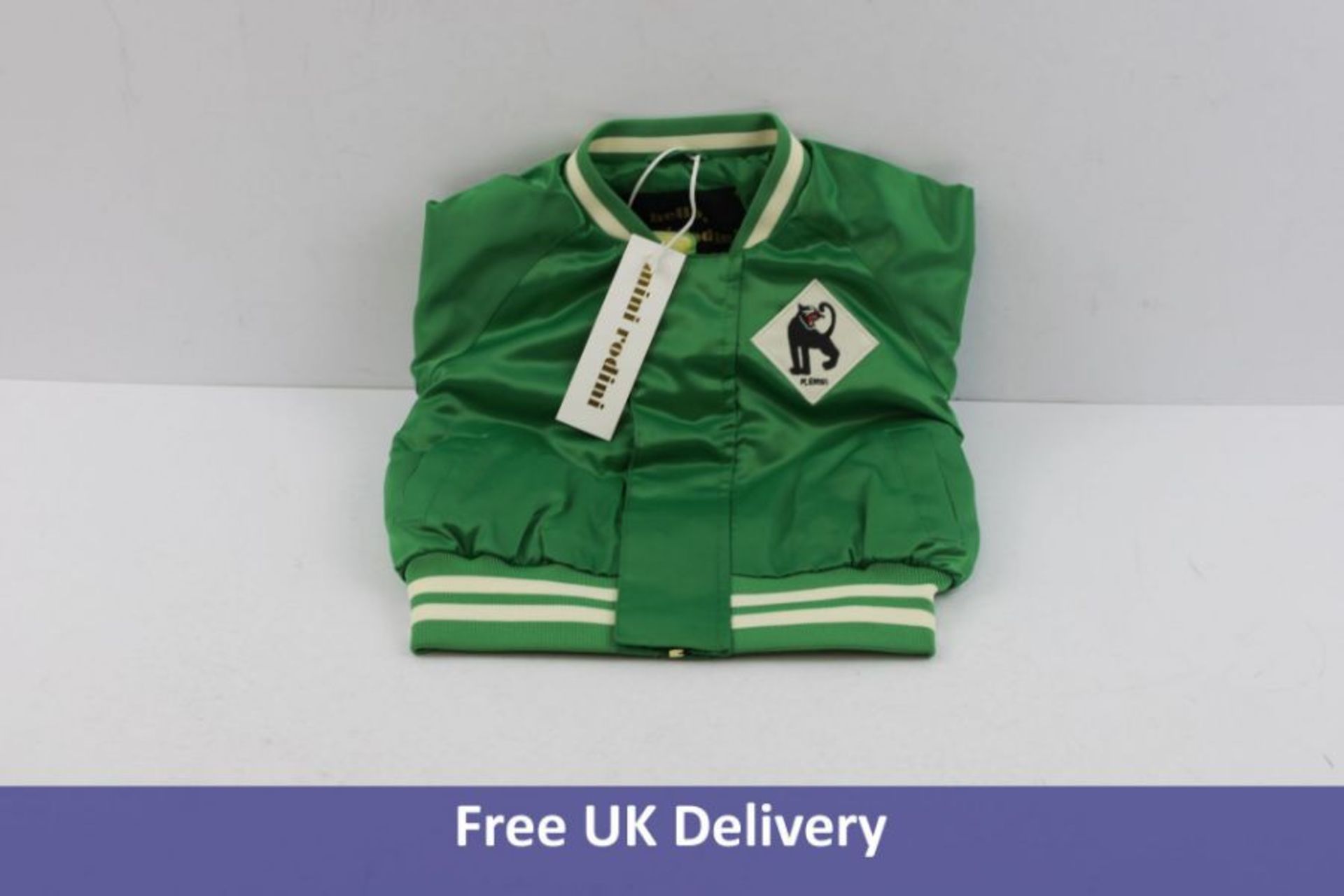 Children's Mini Rodini Panther Baseball Jacket, Green, 12-18 Months