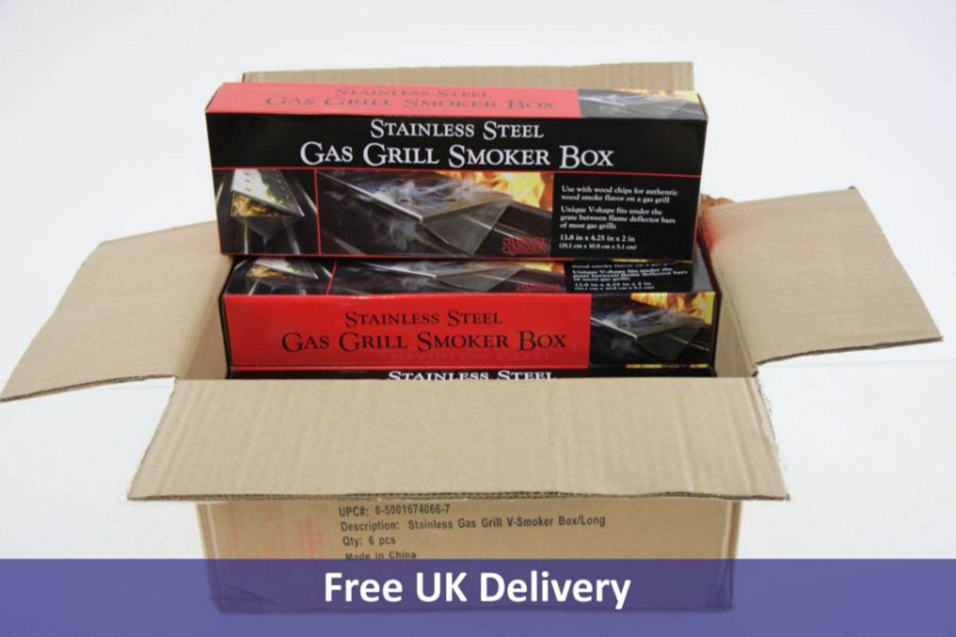 Six Stainless Steel Gas Grill Smoker Boxes for Bbqs