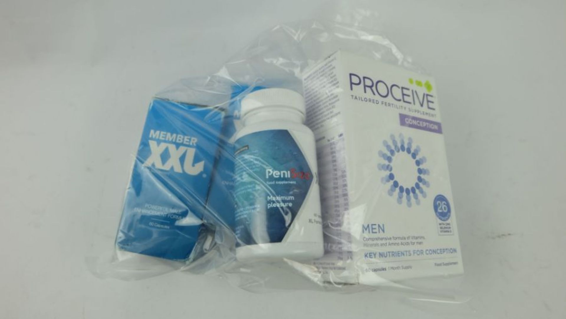 2 x Member XXL 60 Capsules BBE 04/24, 2 x PeniSize XL 60 Capsules BBE 07/24, 1 x Proceive Conception