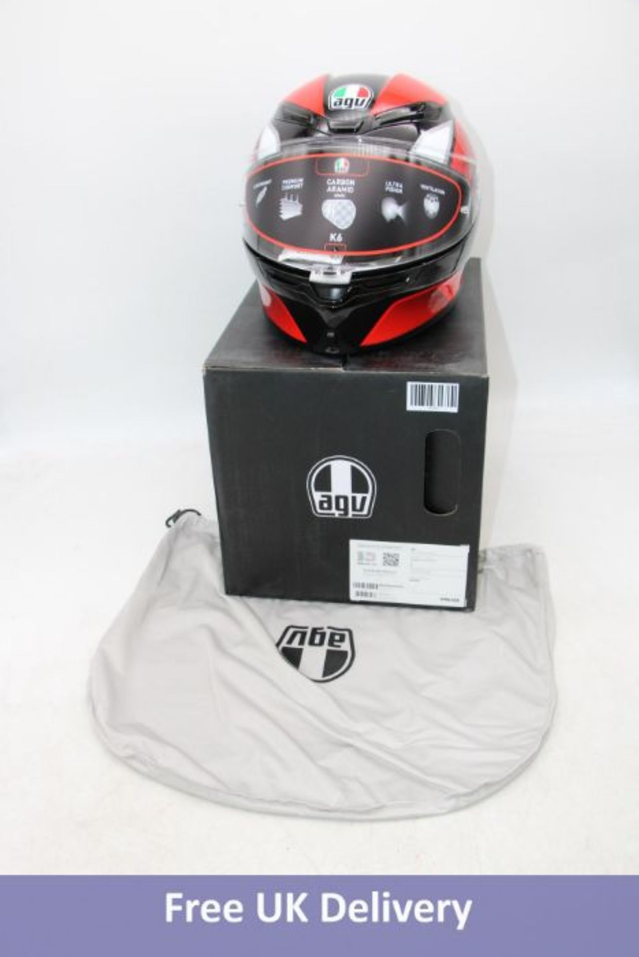 AGV K6 Helmet, Black/Red/White, Size L