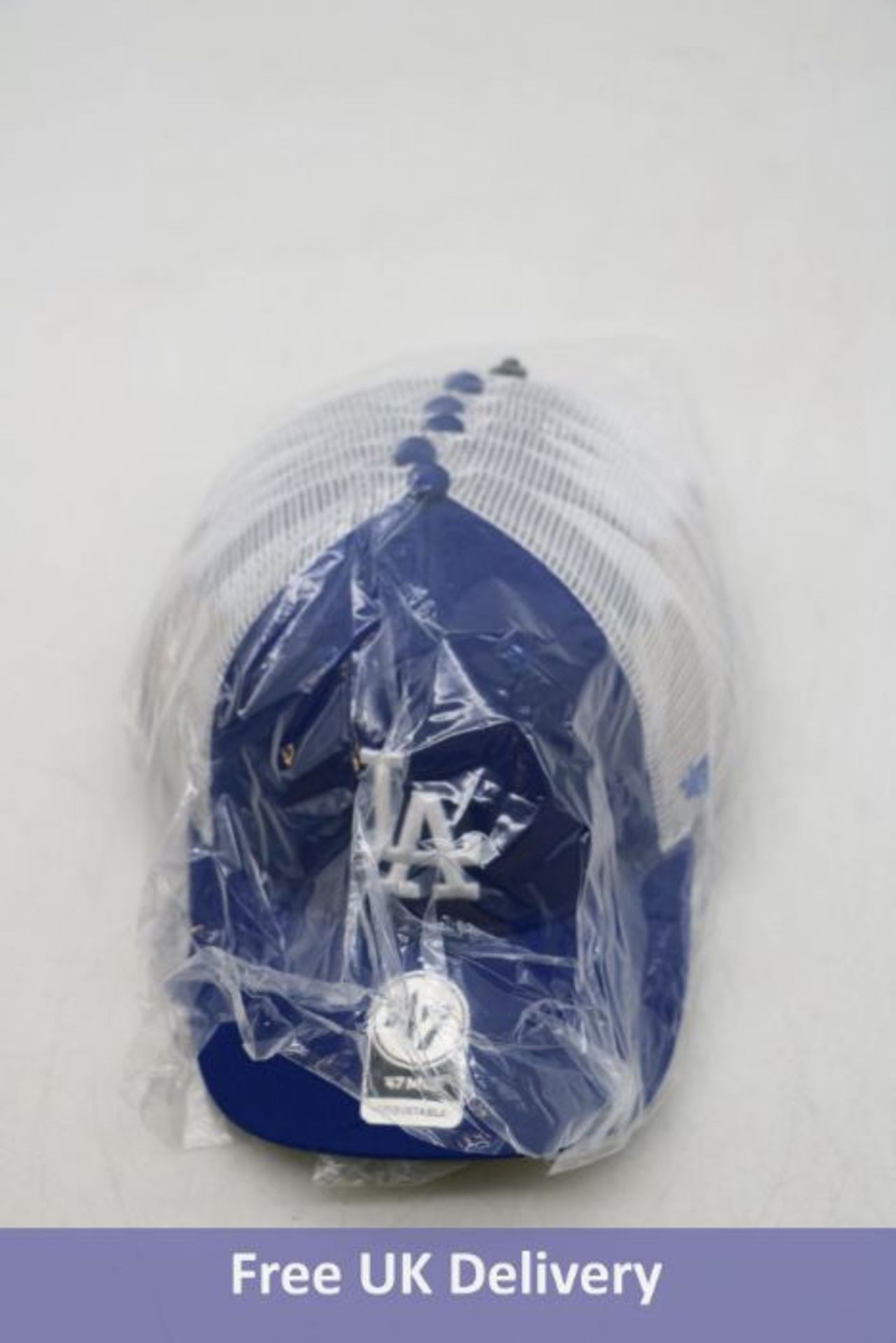 Six Los Angeles Dodgers Branson MVP Curved Brim Adjustable Cap, Royal Blue/White, One Size