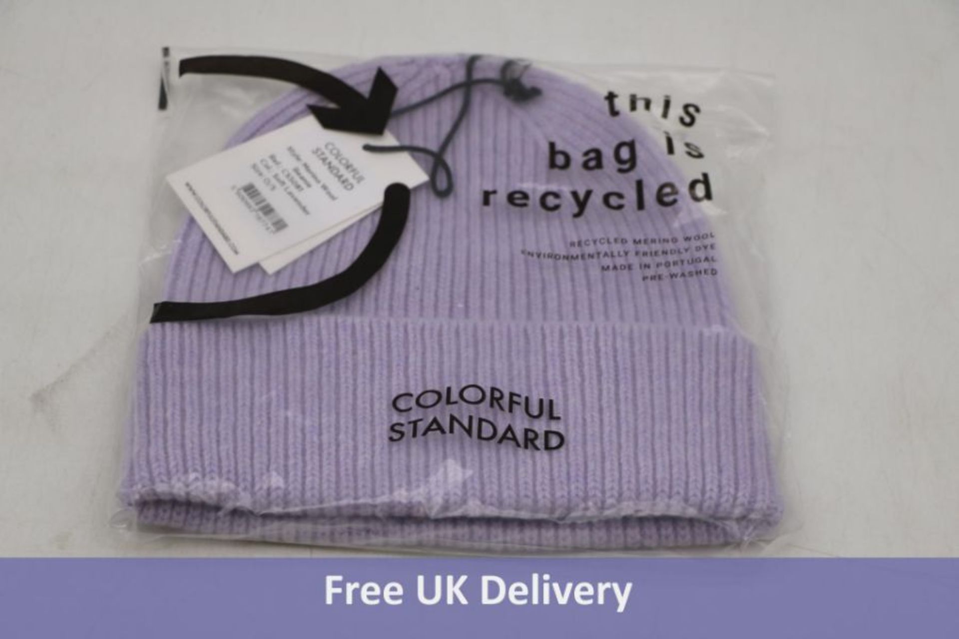 Two Coloful Standard Merino Wool Beanies, Soft Lavender, Size OS