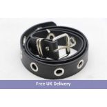 Ten Single Eyelet Grommet Belt PU Leather, Black, One Size