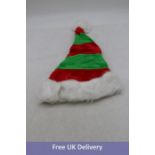 Six Phyxin Christmas Striped Santa Hat for Adults, Plush, Green/Red